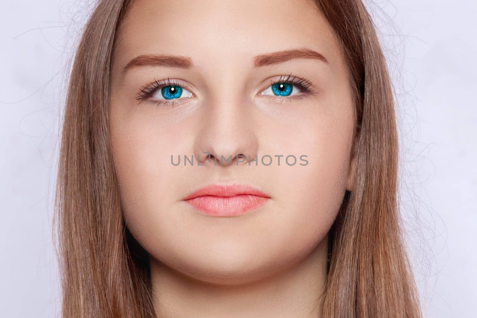 Face of a woman with blue eyes