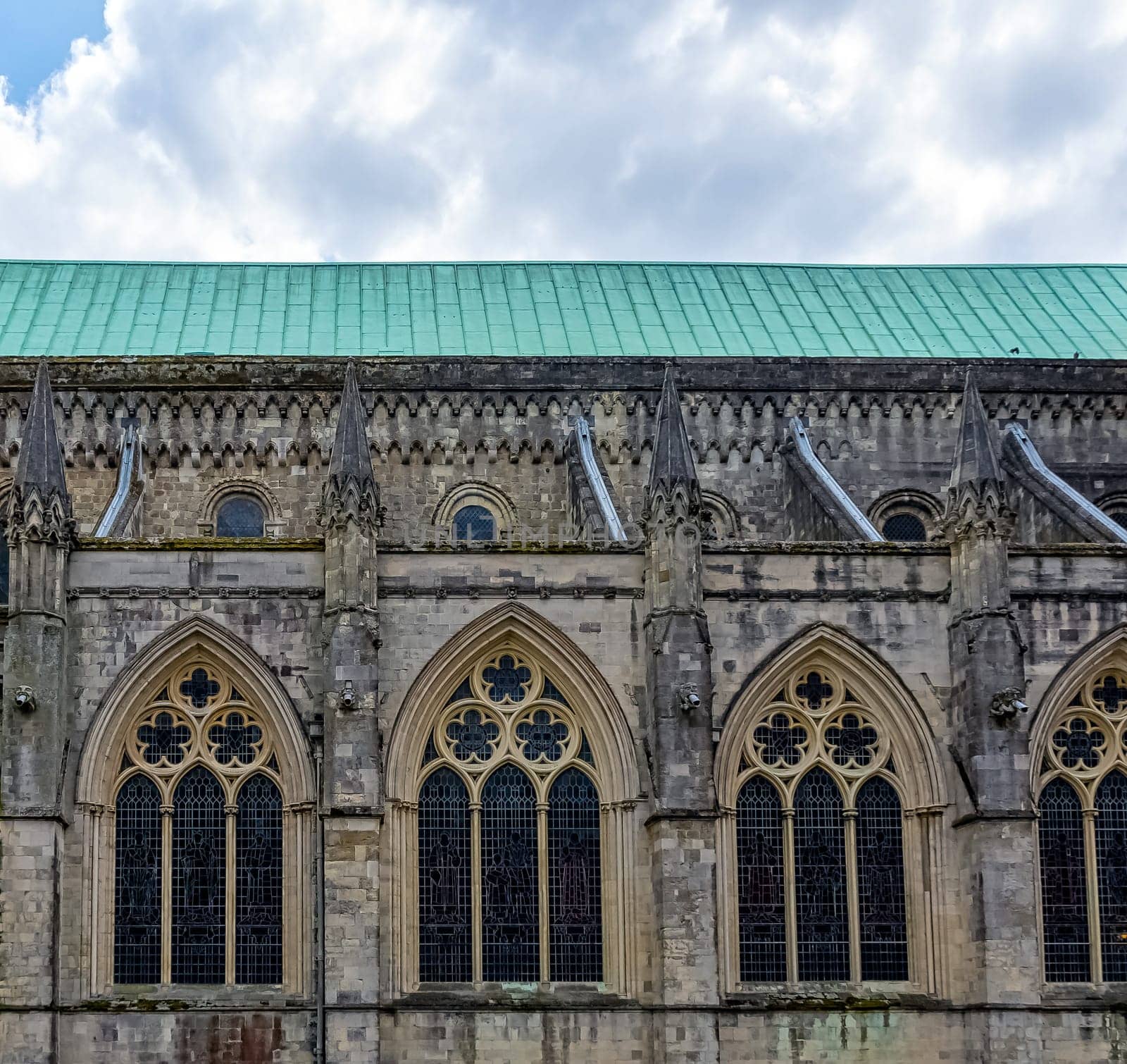 Chichester Cathedral, formally known as the Cathedral Church of the Holy Trinity in Chichester, West Sussex, United Kingdom on 14 July 2019