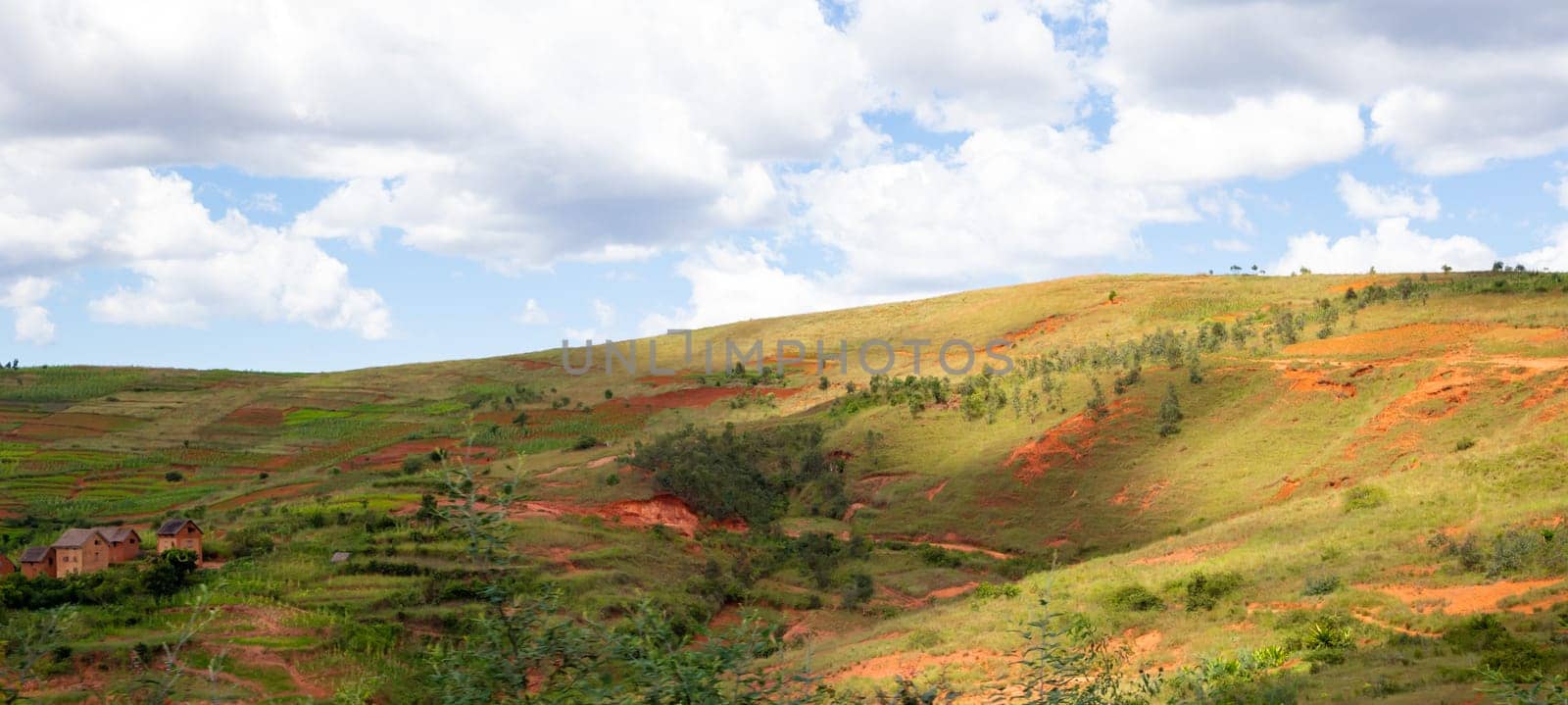 The Landscape shots of green fields and landscapes on the island of Madagascar