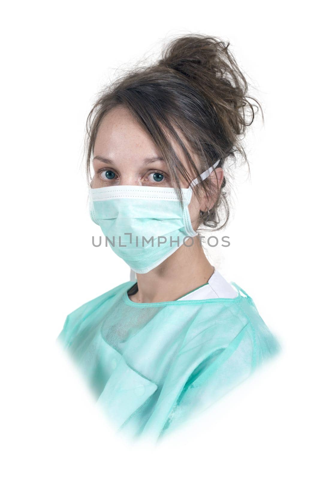 a portrait of young nurse with a mask