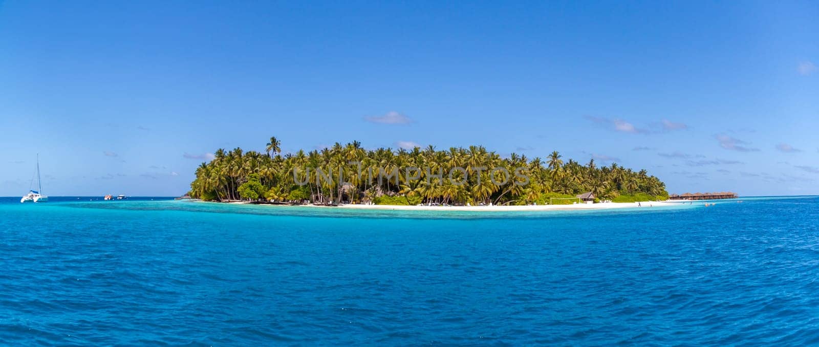 Maldives, an island in the ocean, view from the seaside.