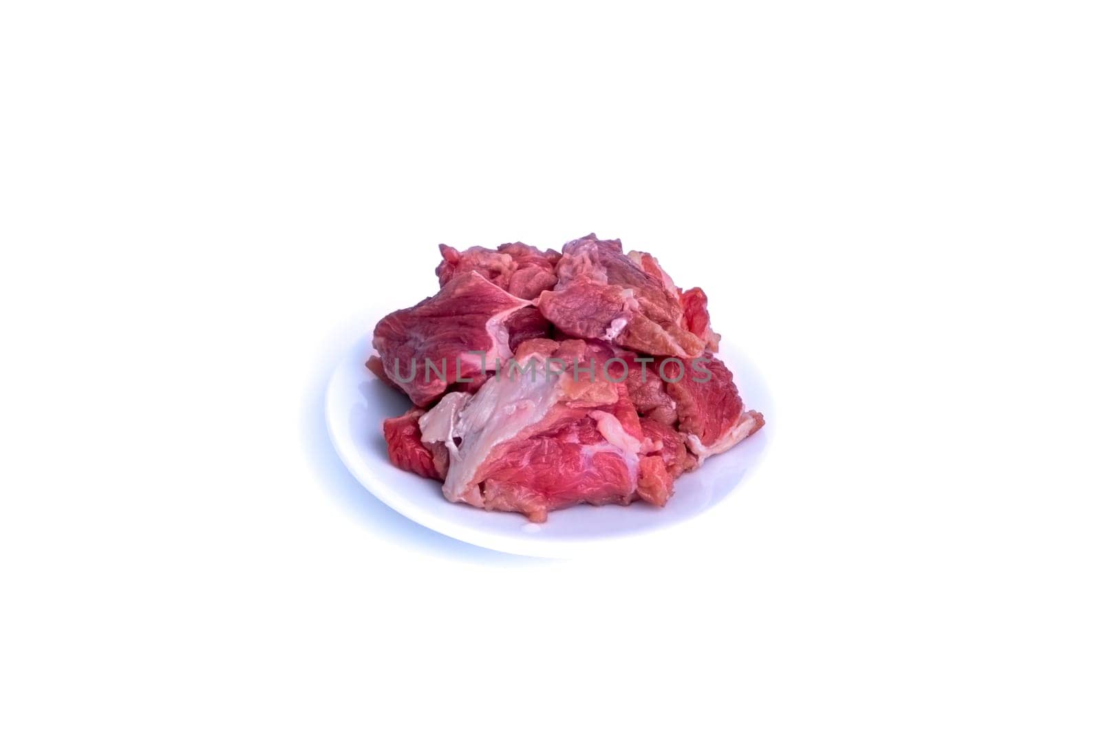Fresh raw beef steak isolated on white background with selective focus