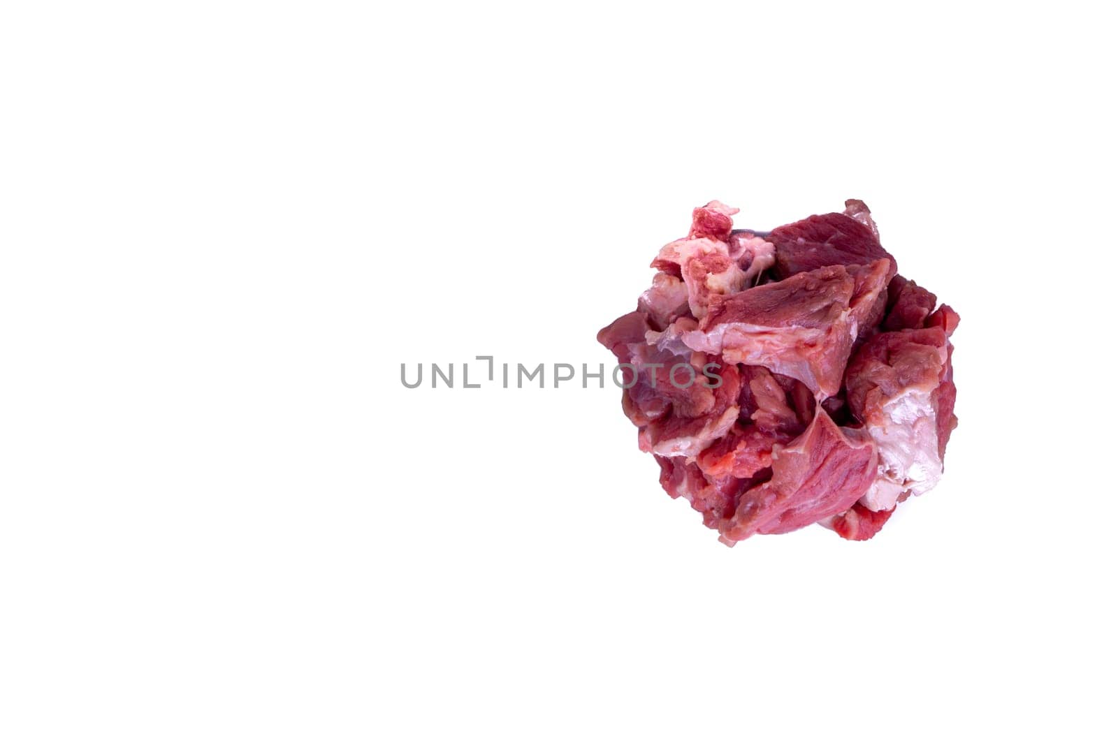 Fresh raw beef steak isolated on white background with selective focus