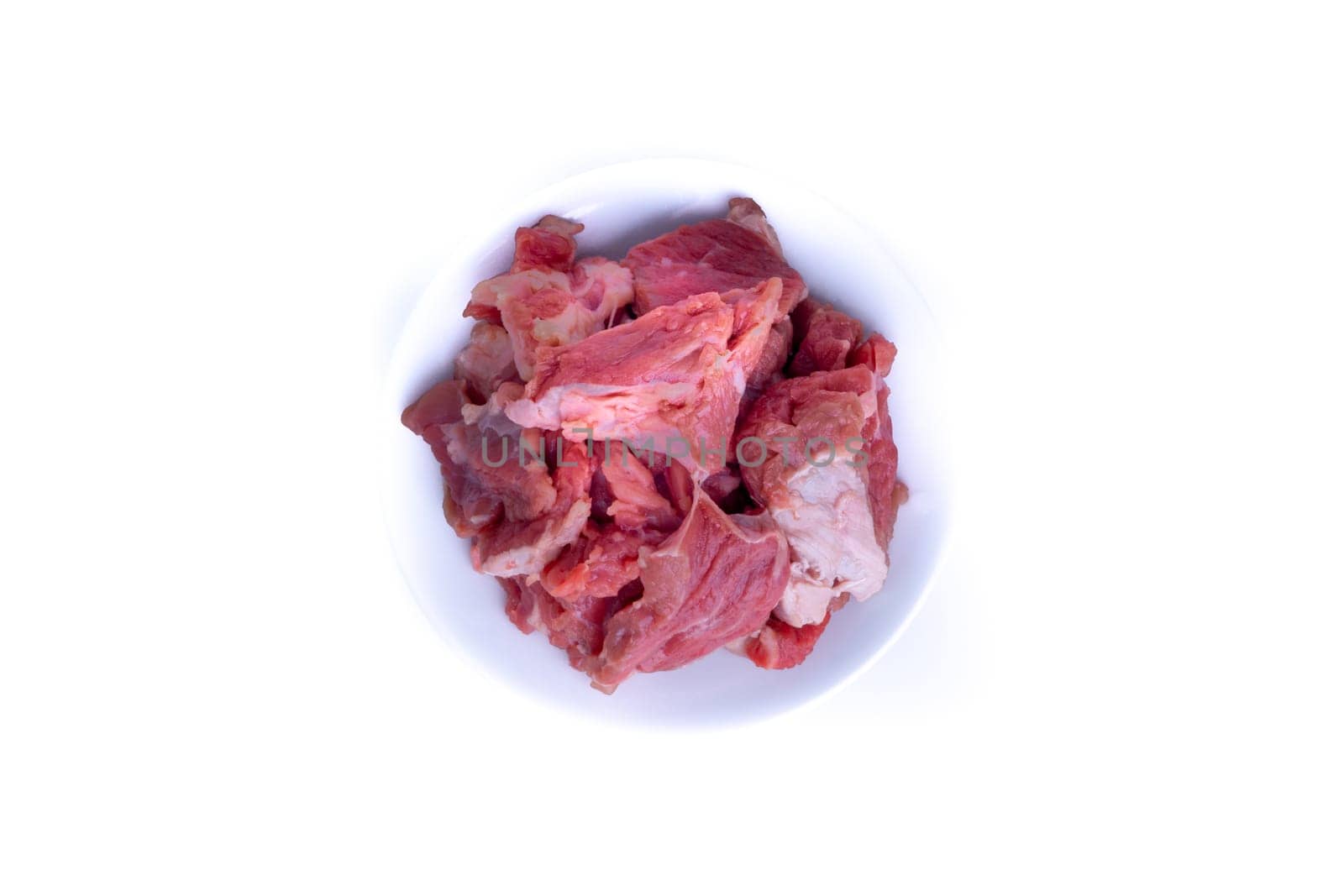 Fresh raw beef steak isolated on white background with selective focus