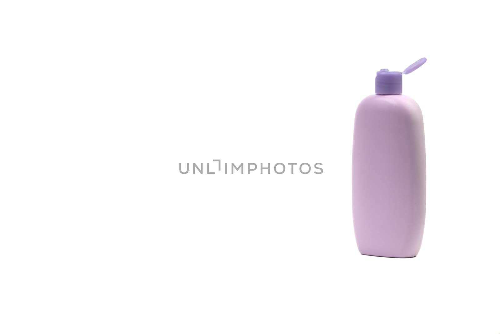 Baby lotion or shampoo bottle isolated on white background. Healthcare and business concept