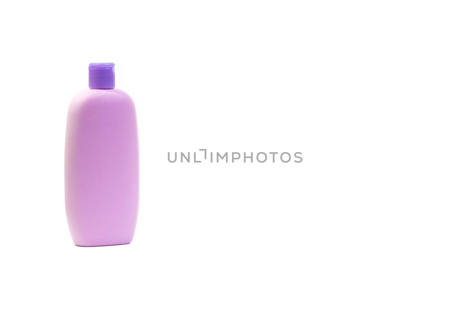 Baby lotion or shampoo bottle isolated on white background. Healthcare and business concept