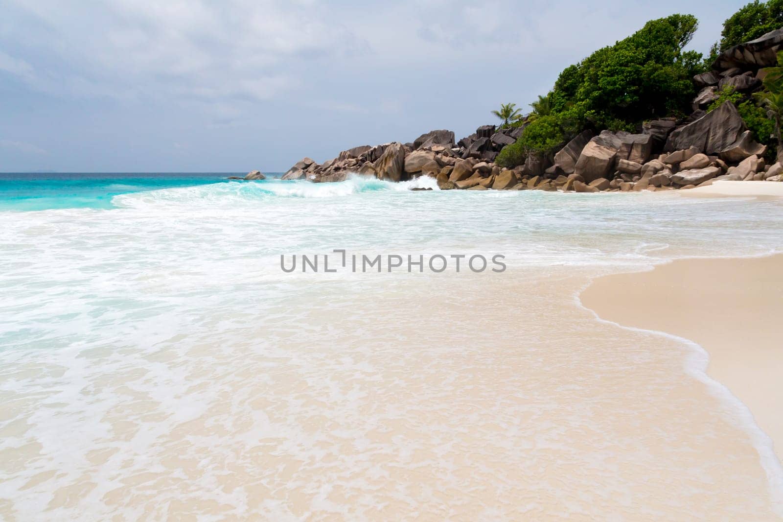 White sand beach on the Seychelles islands