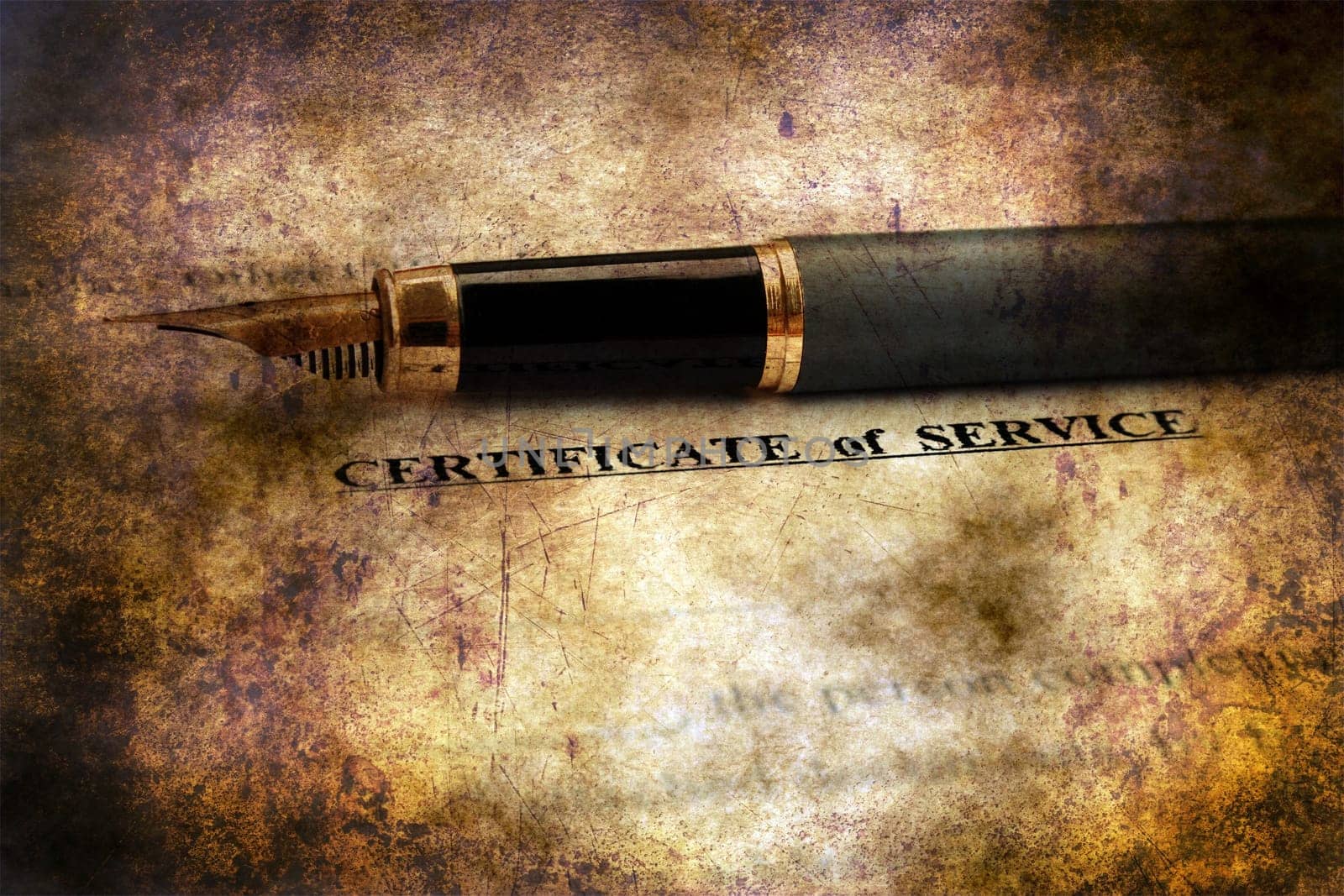 Certificate of service grunge concept