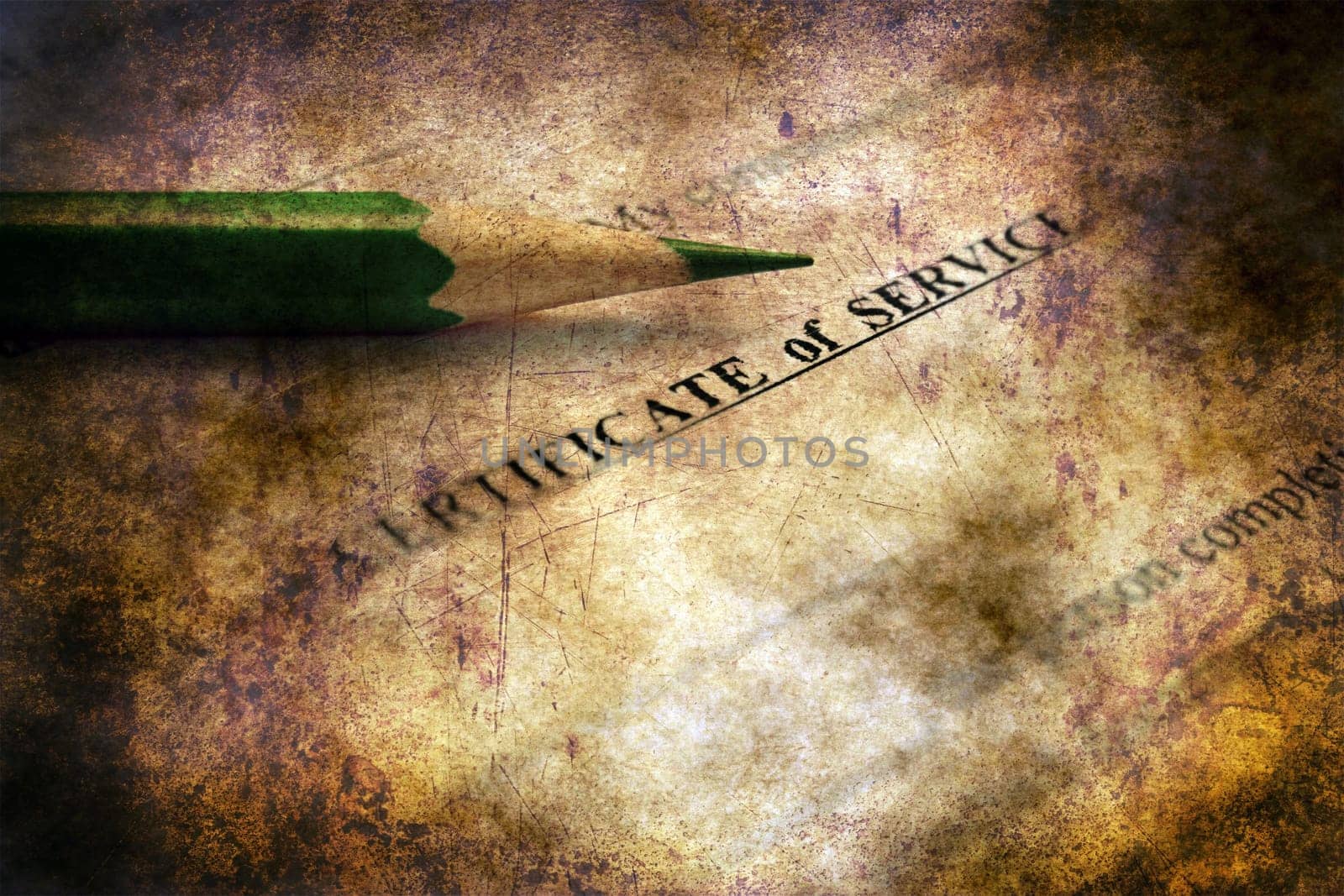 Certificate of service grunge concept