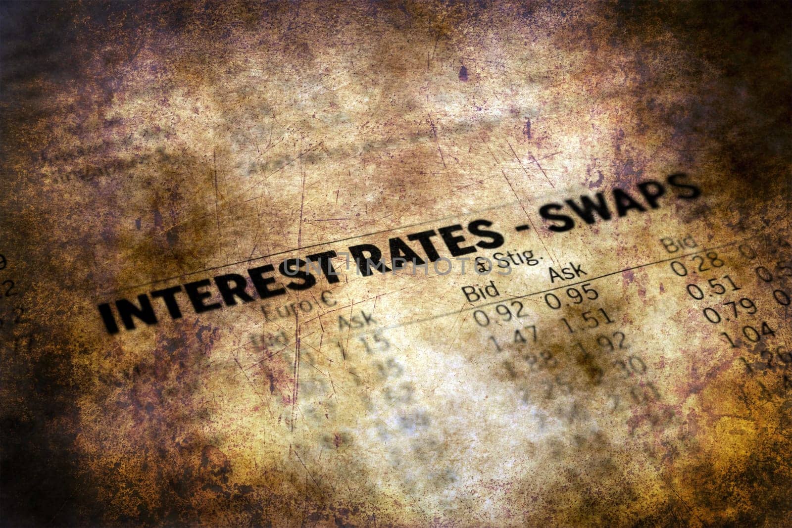 Interest rate report grunge concept