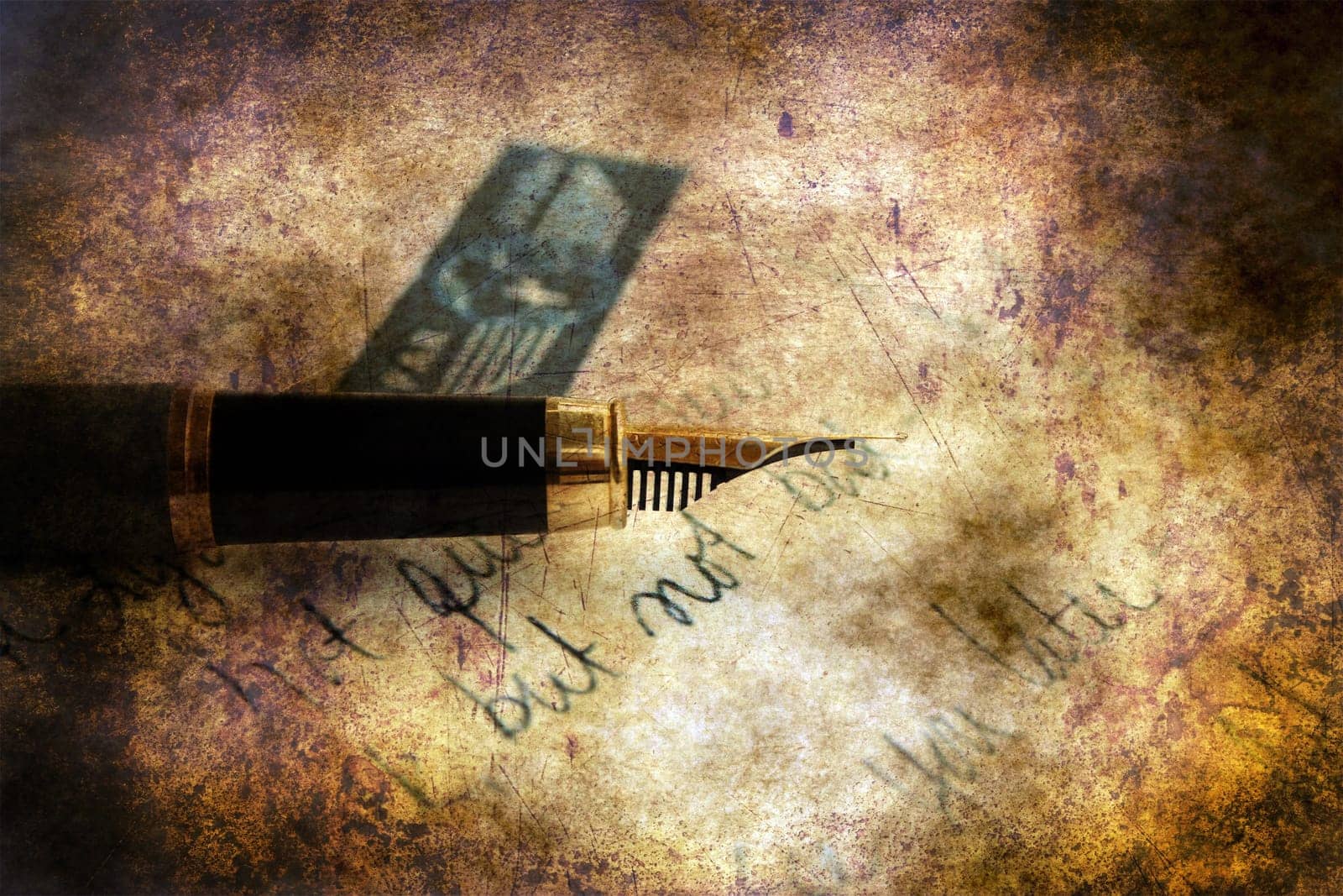 Post card and pen grunge concept