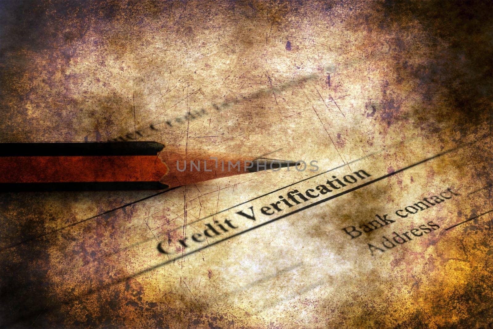 Credit verification form grunge concept