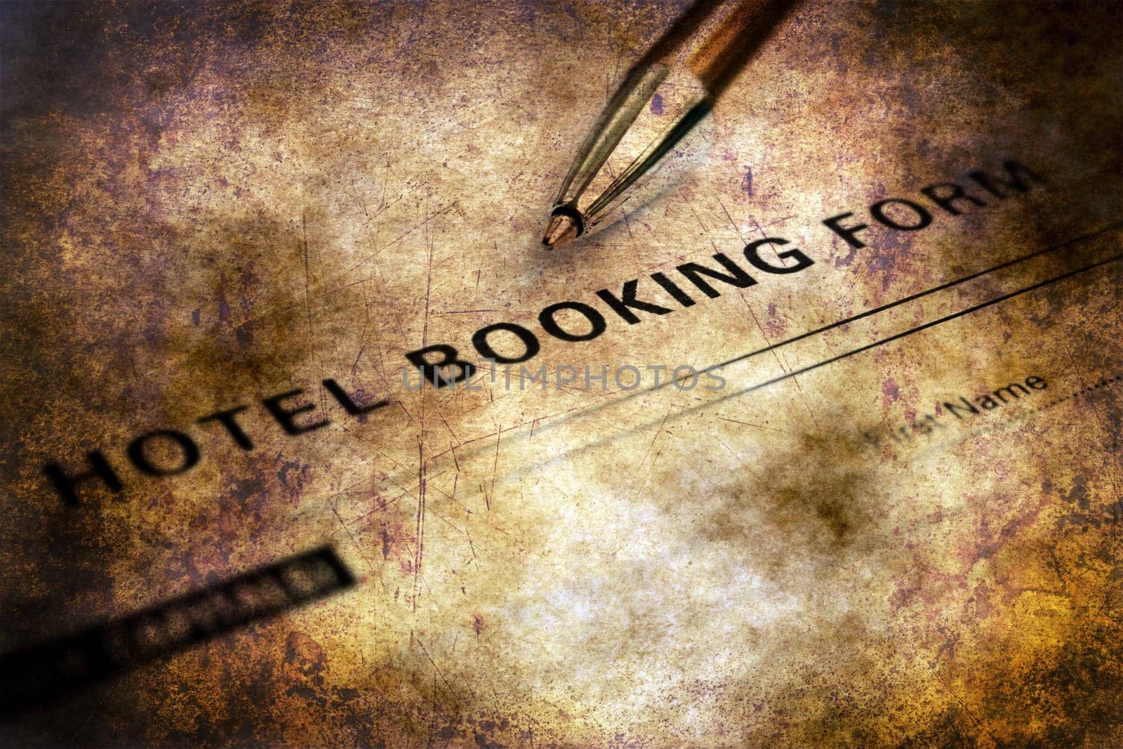 Hotel booking form grunge concept