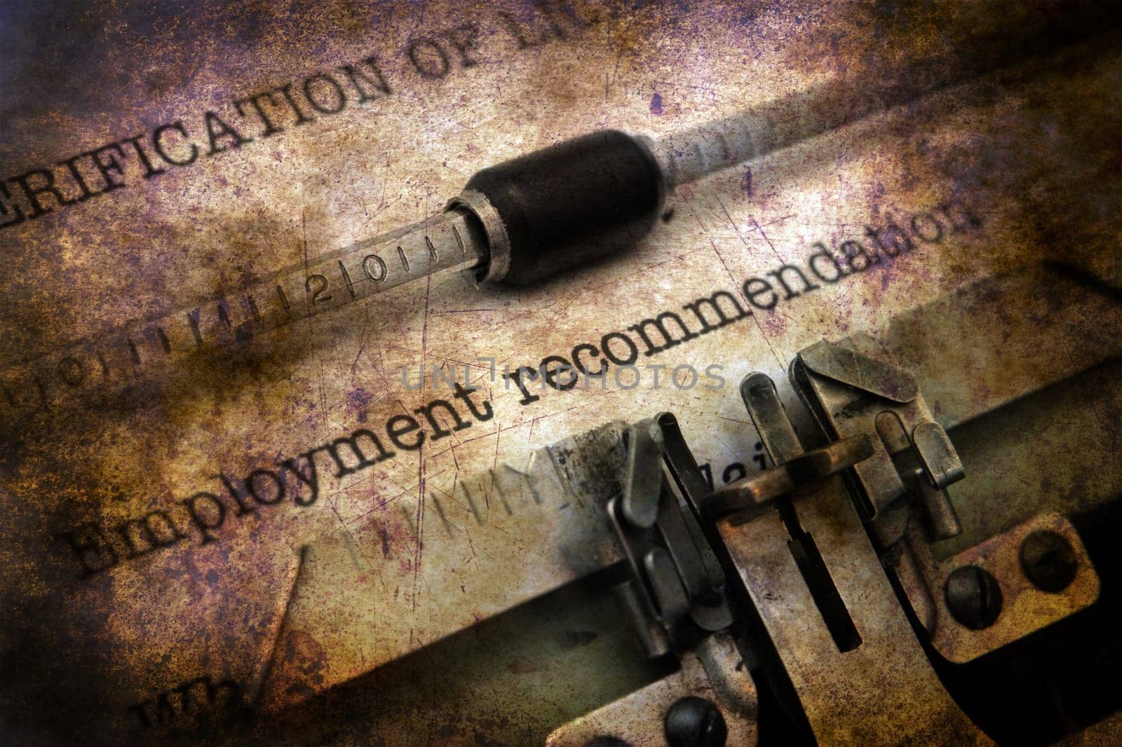Employment form on vintage typewriter