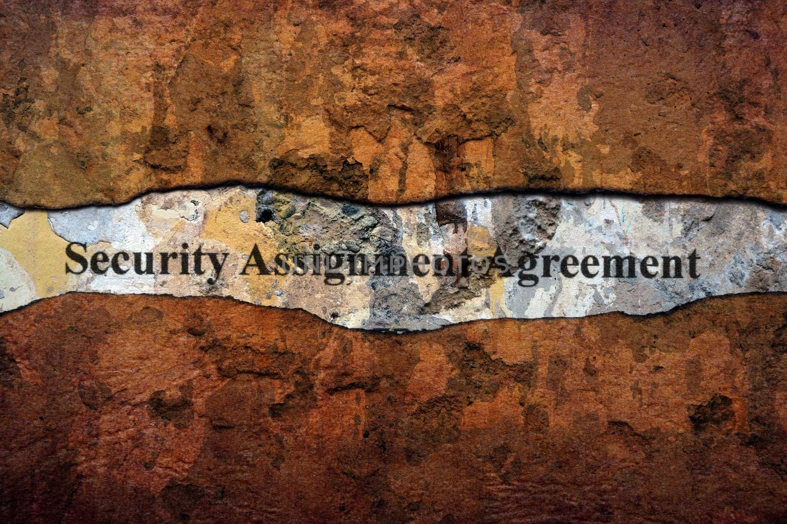 Security agreement text on wall