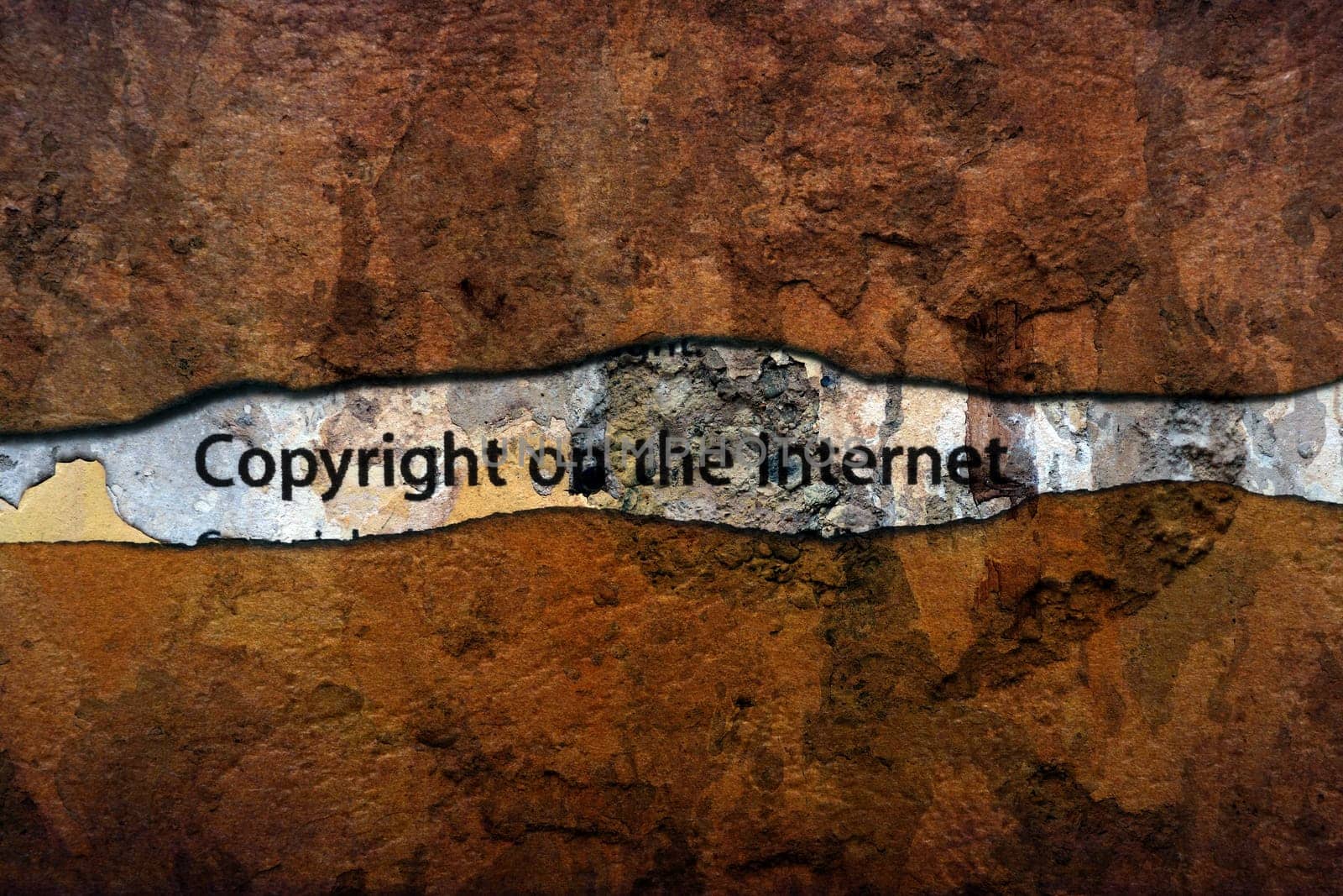 Copyright on the internet text on wall