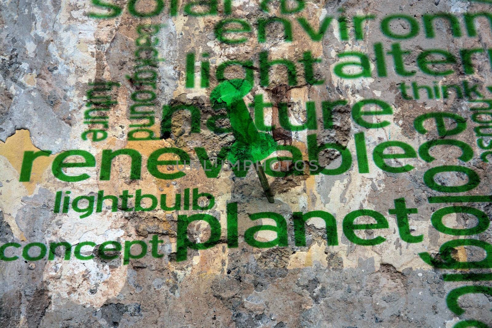 Renewable energy  text on wall