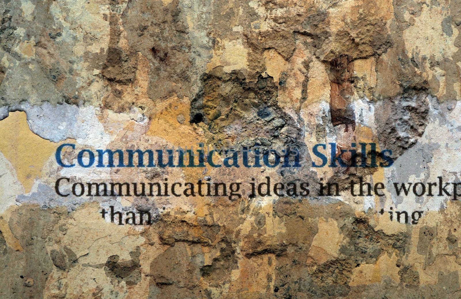 Communication skills text on wall
