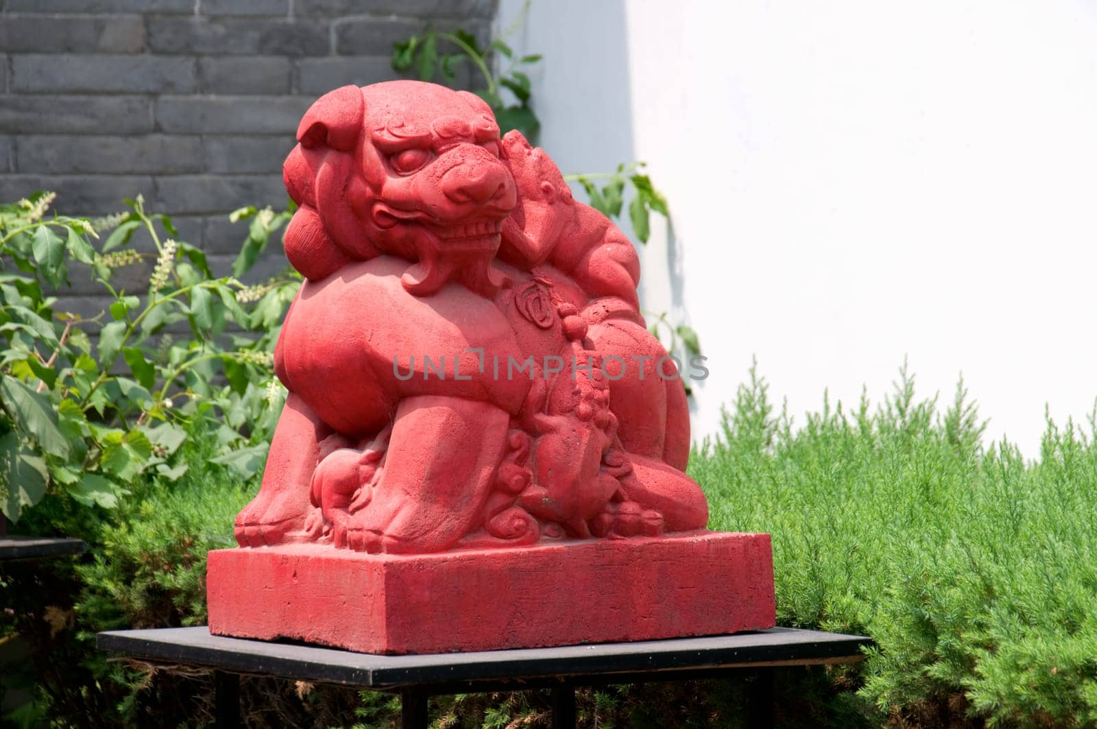 A stone lion of Chinese temple, in garden