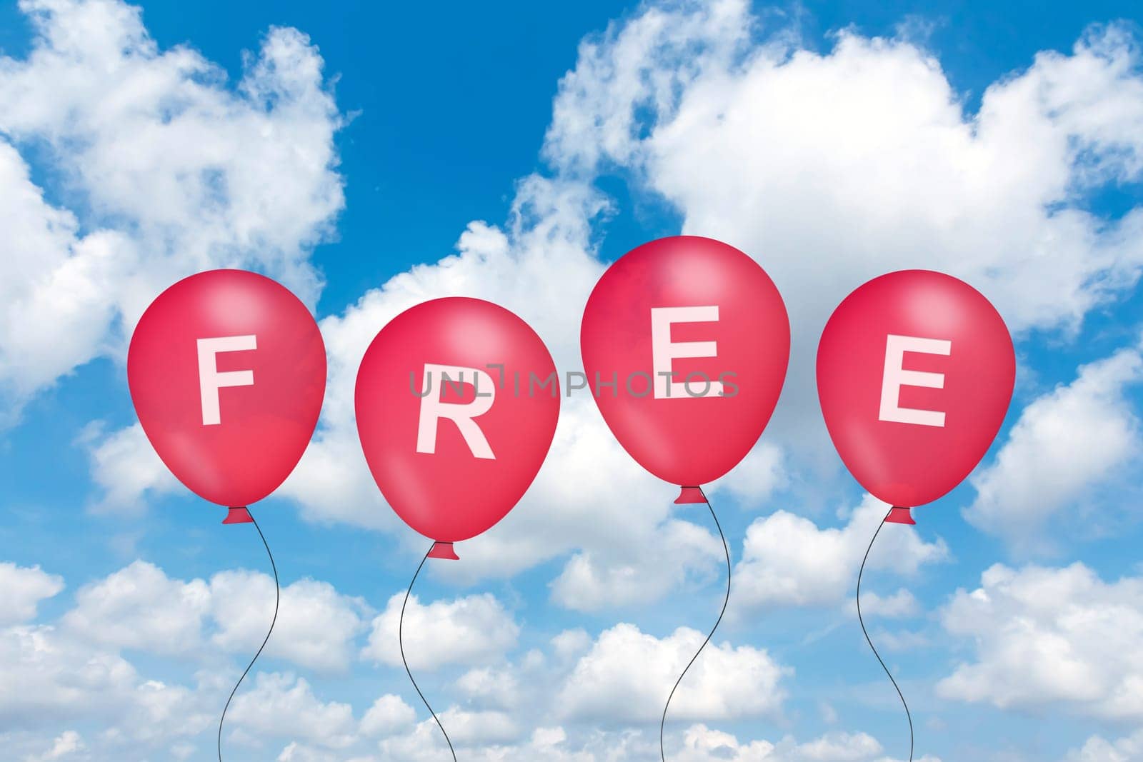 free text on balloon with blue sky background