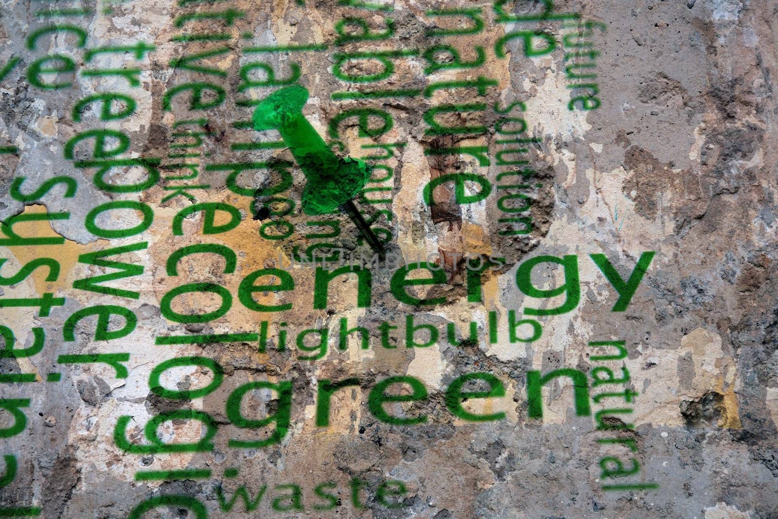 Push pin on green energy concept