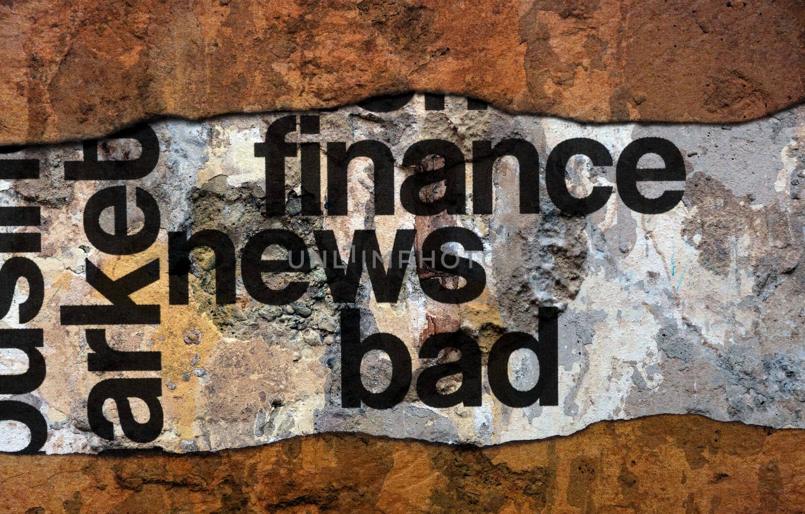 Bad finance news text on wall