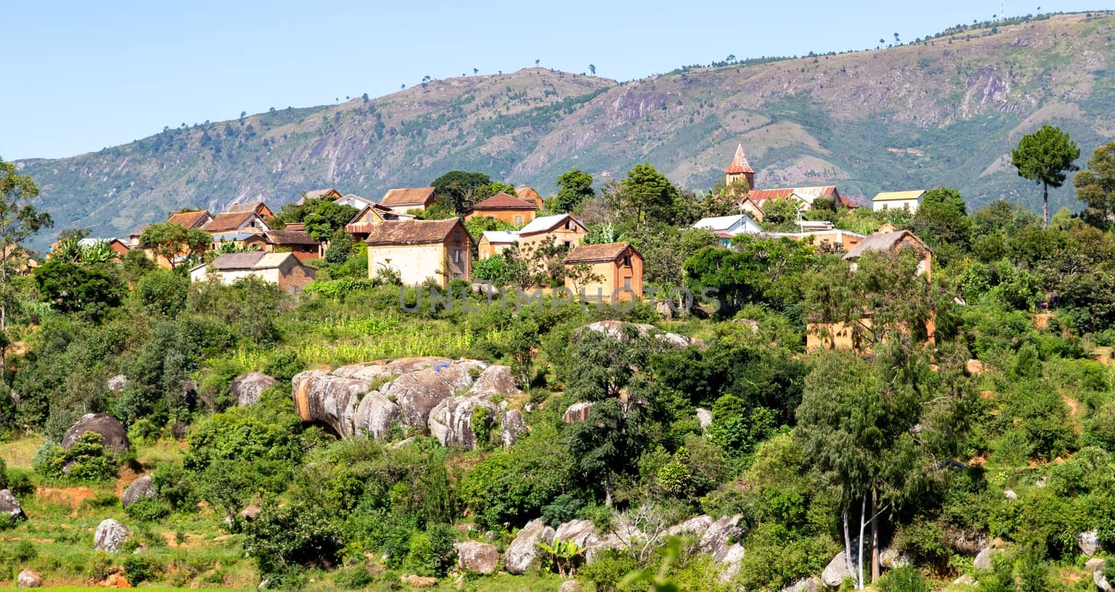 The Landscape shots of green fields and landscapes on the island of Madagascar