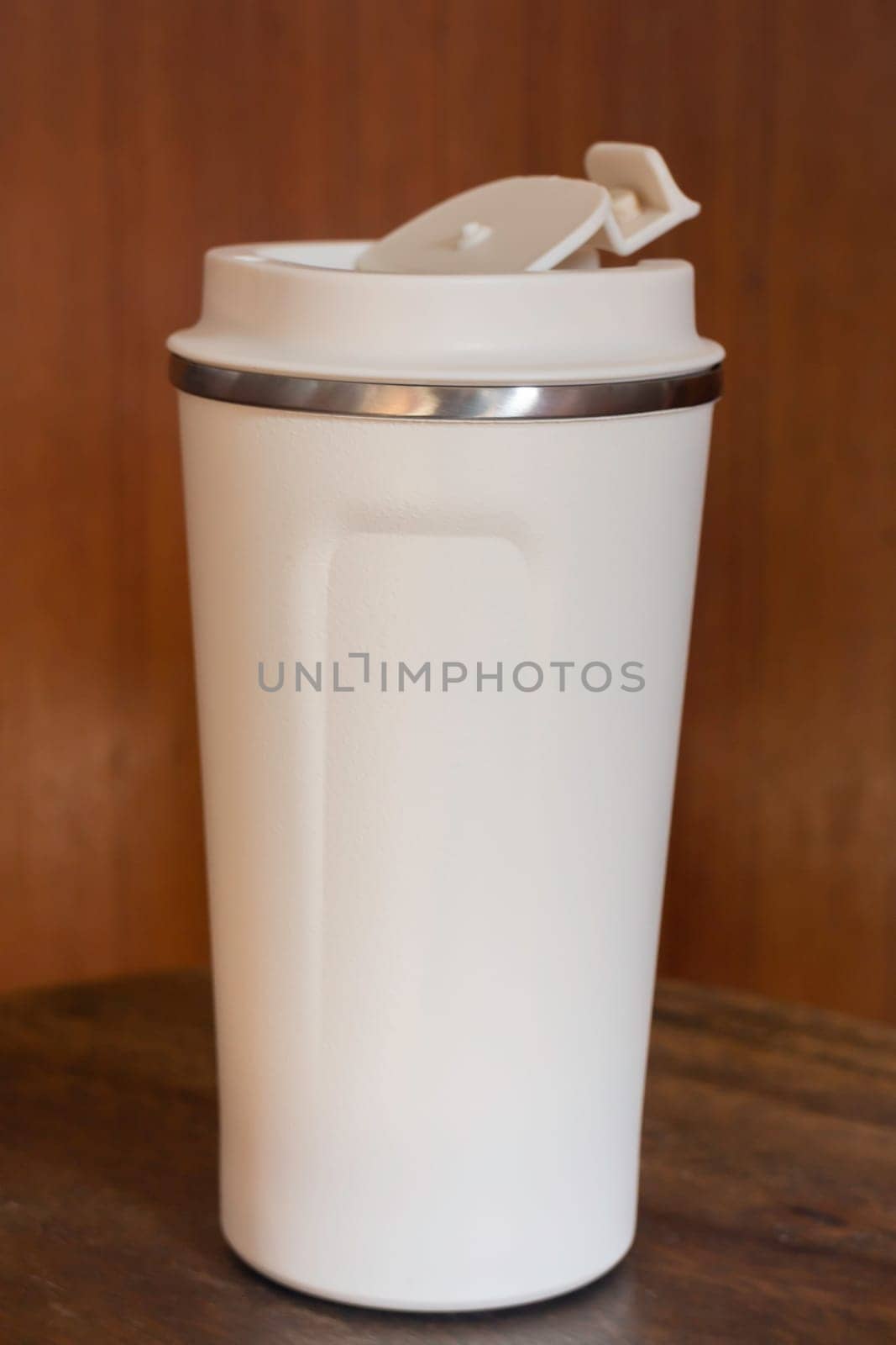 Individual refilled drink tumbler mug, stock photo
