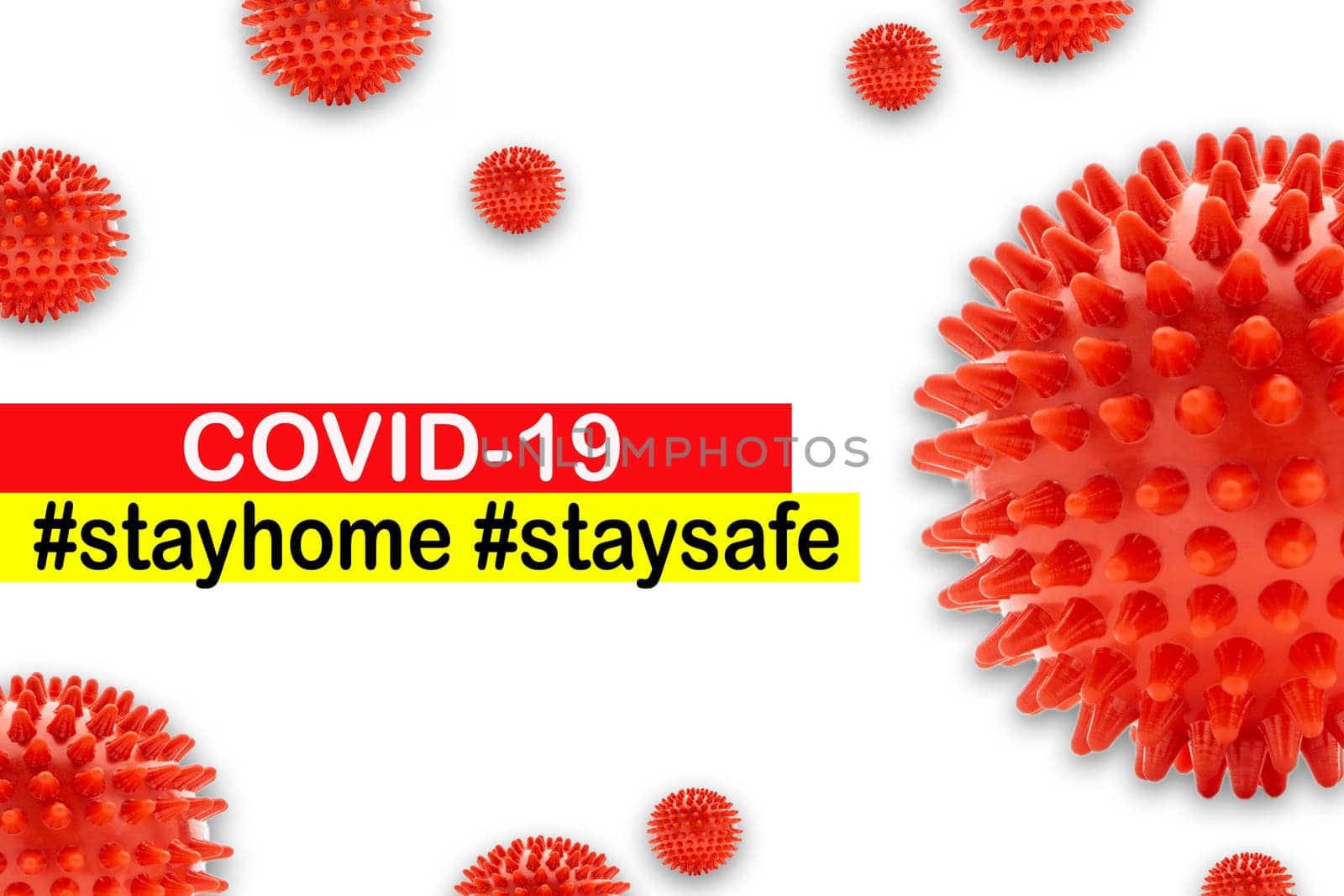 COVID-19 STAY HOME STAY SAFE text on white background. Covid-19 or Coronavirus