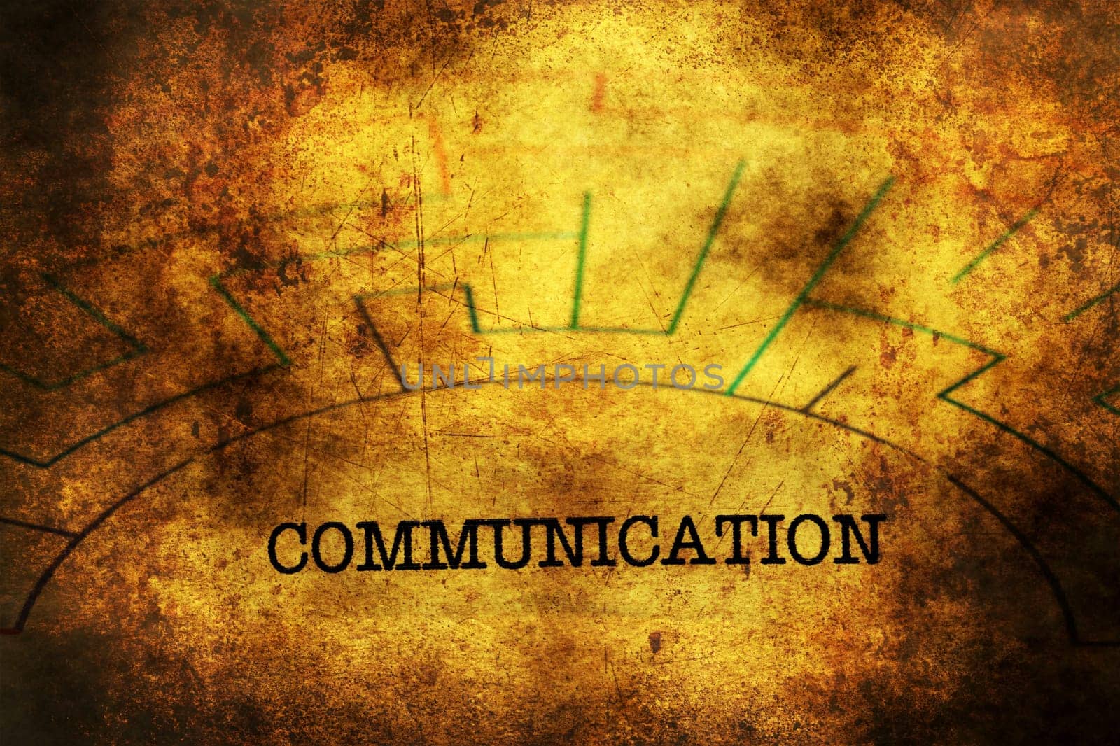 Communication text on maze grunge concept