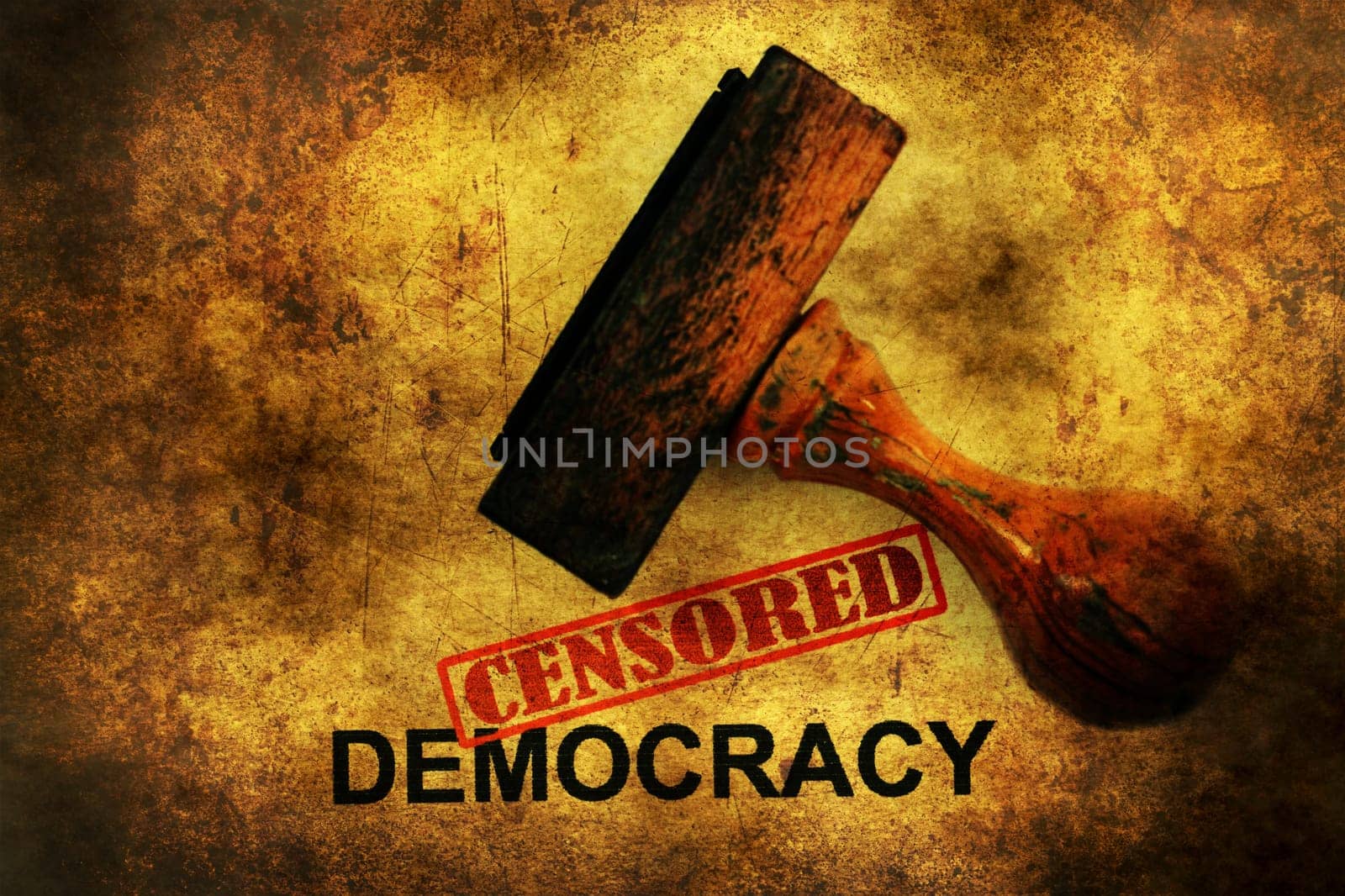 Censored democracy grunge concept