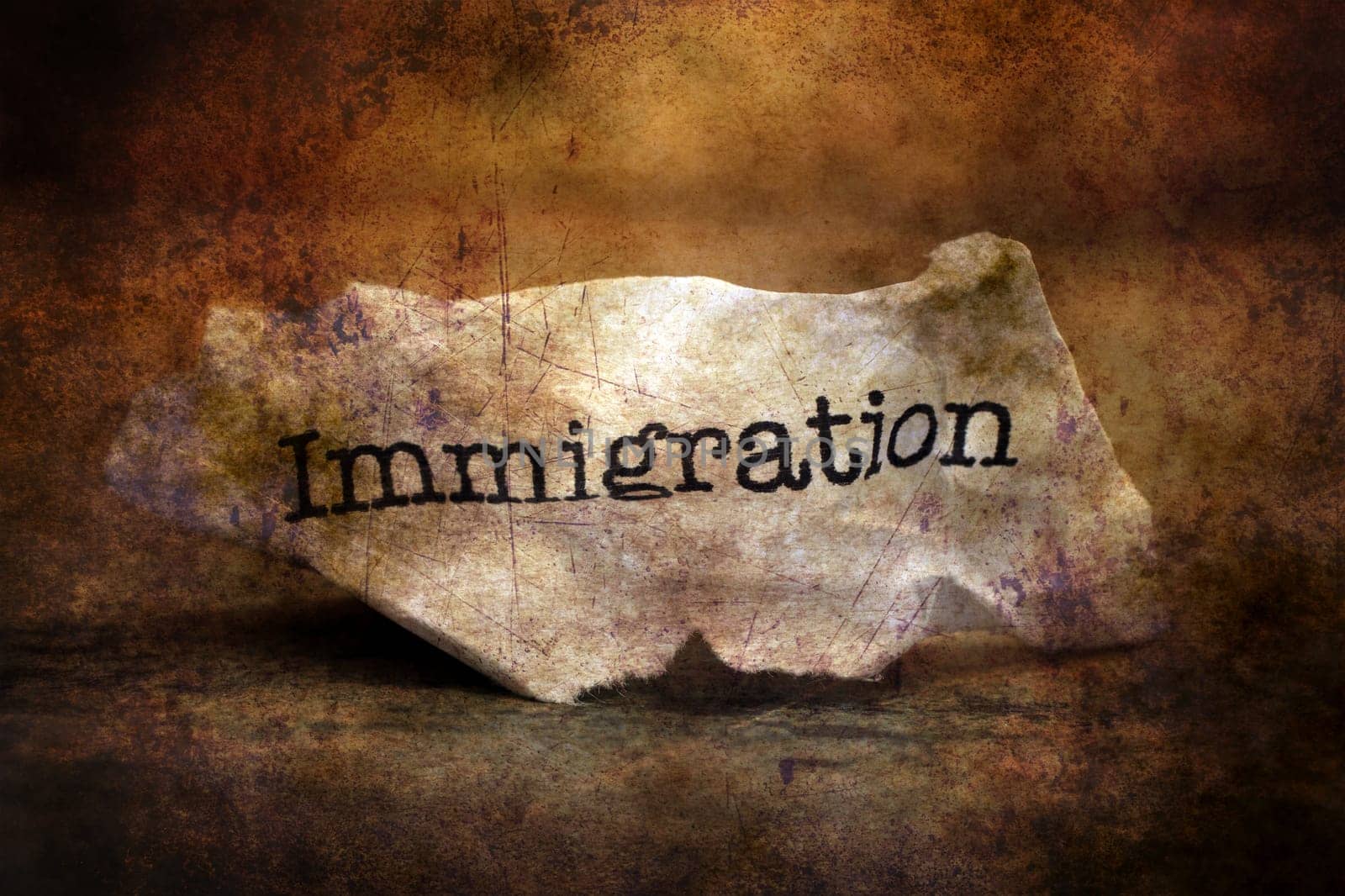 Immigration paper trash grunge concept