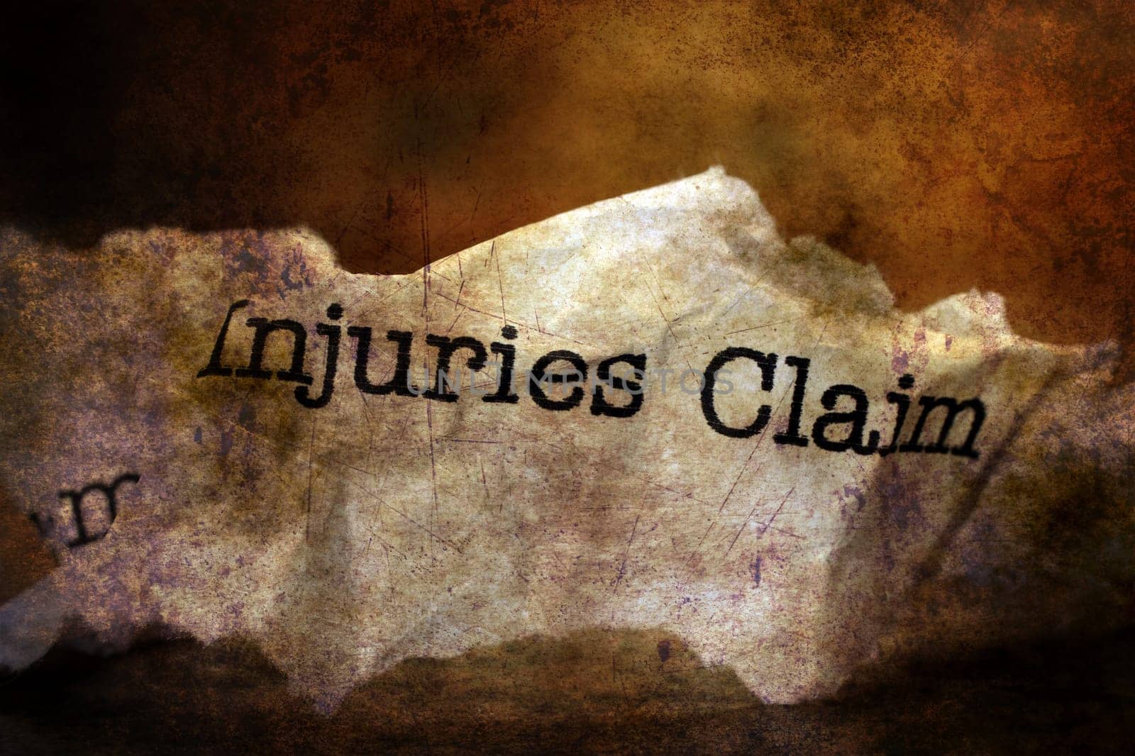 Injuries claim paper trash grunge concept
