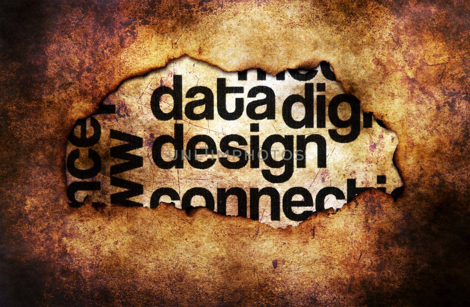 Design text on paper hole grunge concept