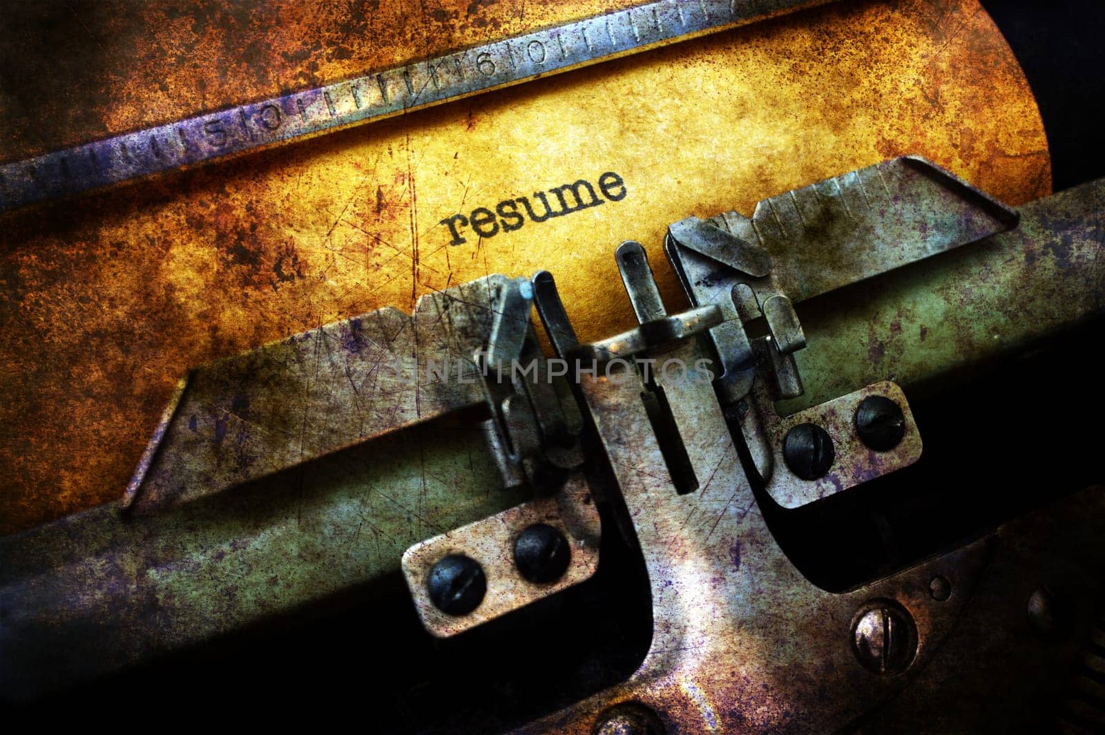 Resume on typewriter grunge concept