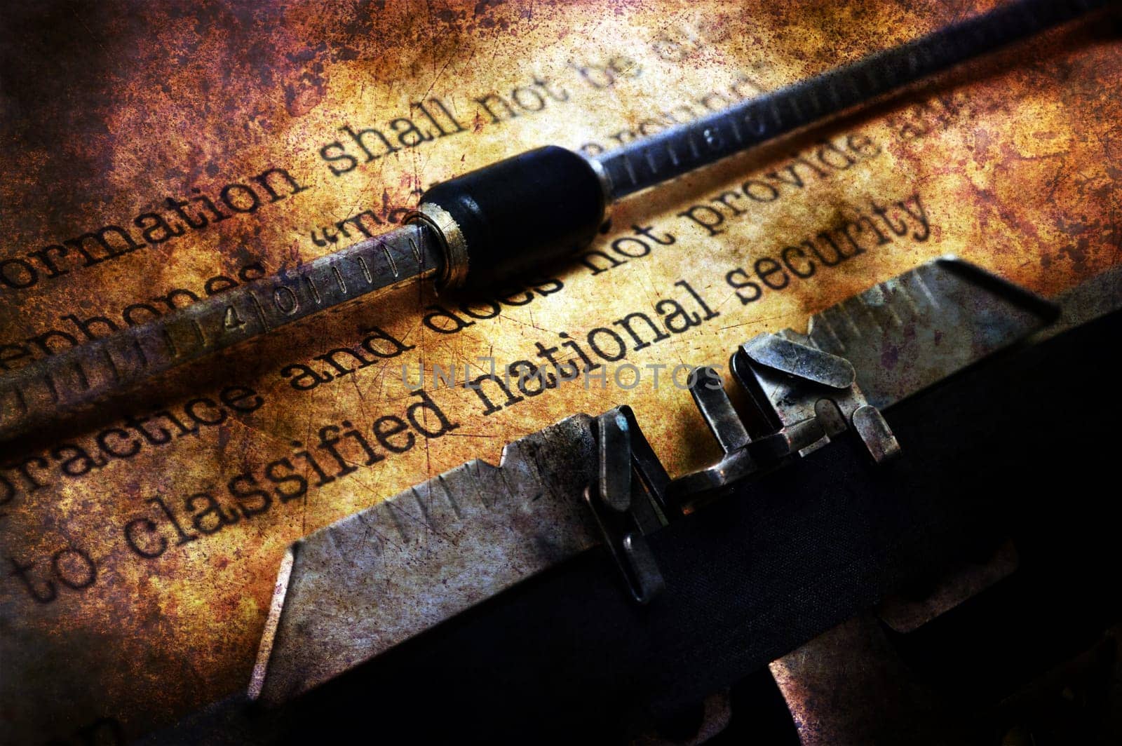 Classified document on typewriter grunge concept