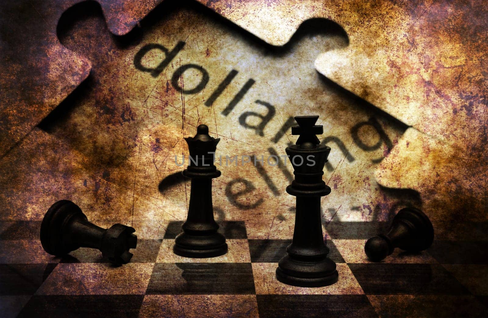 Chess and dollar grunge concept