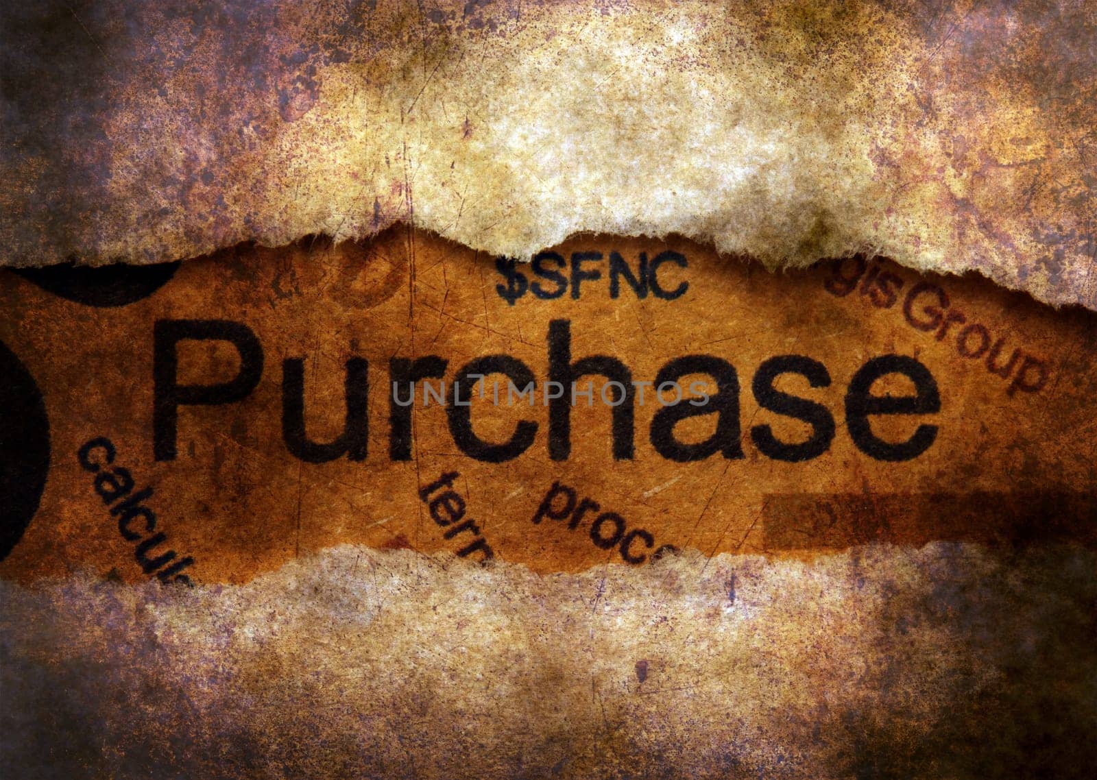 Purchase text on paper hole  concept