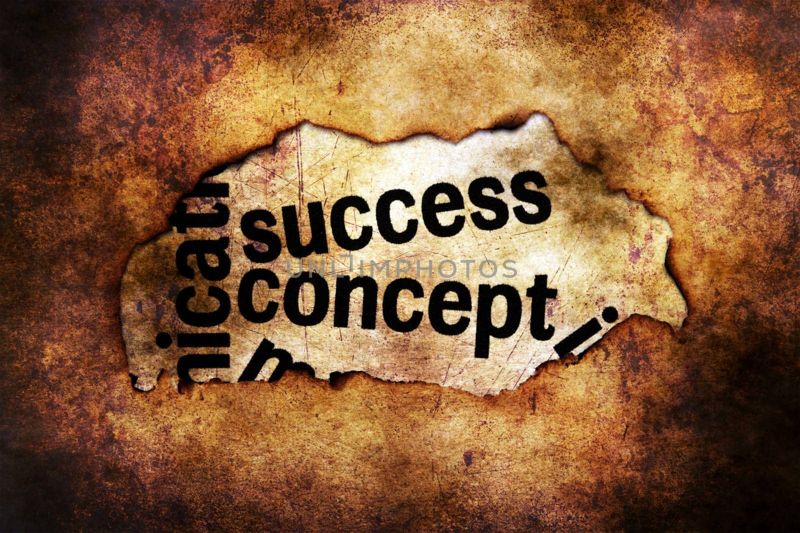 Concept success on paper hole grunge concept