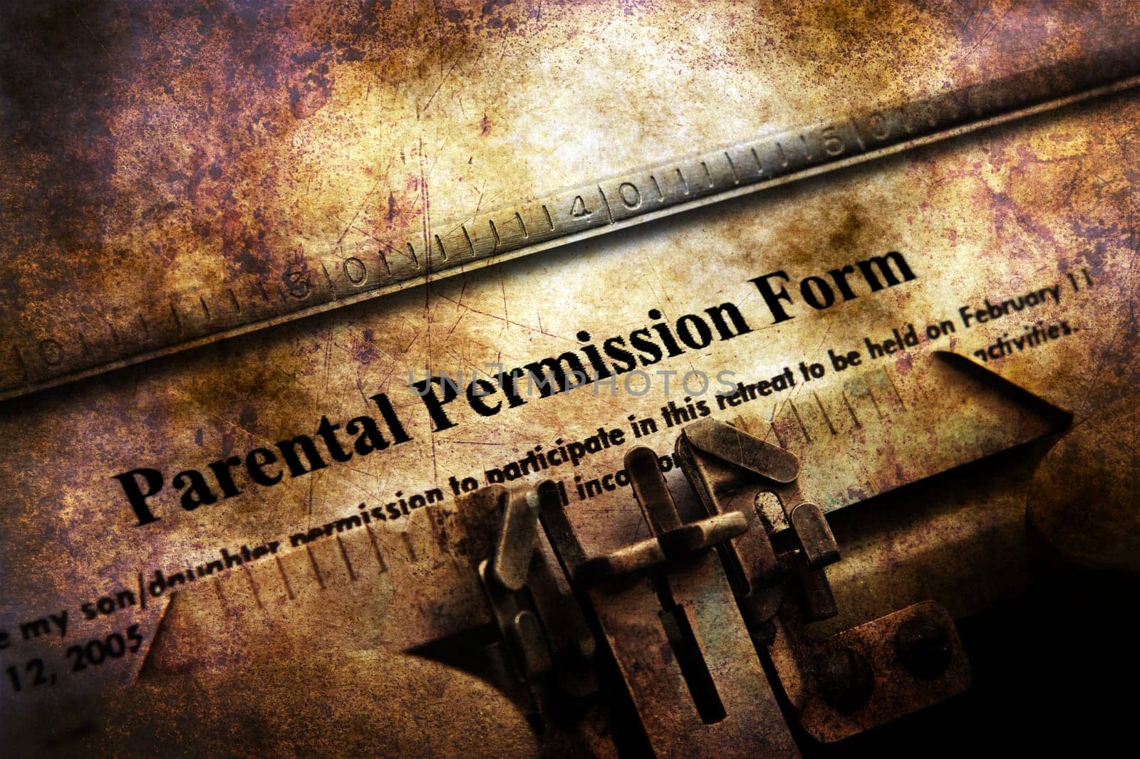 Parental permission form on vintage typewriter