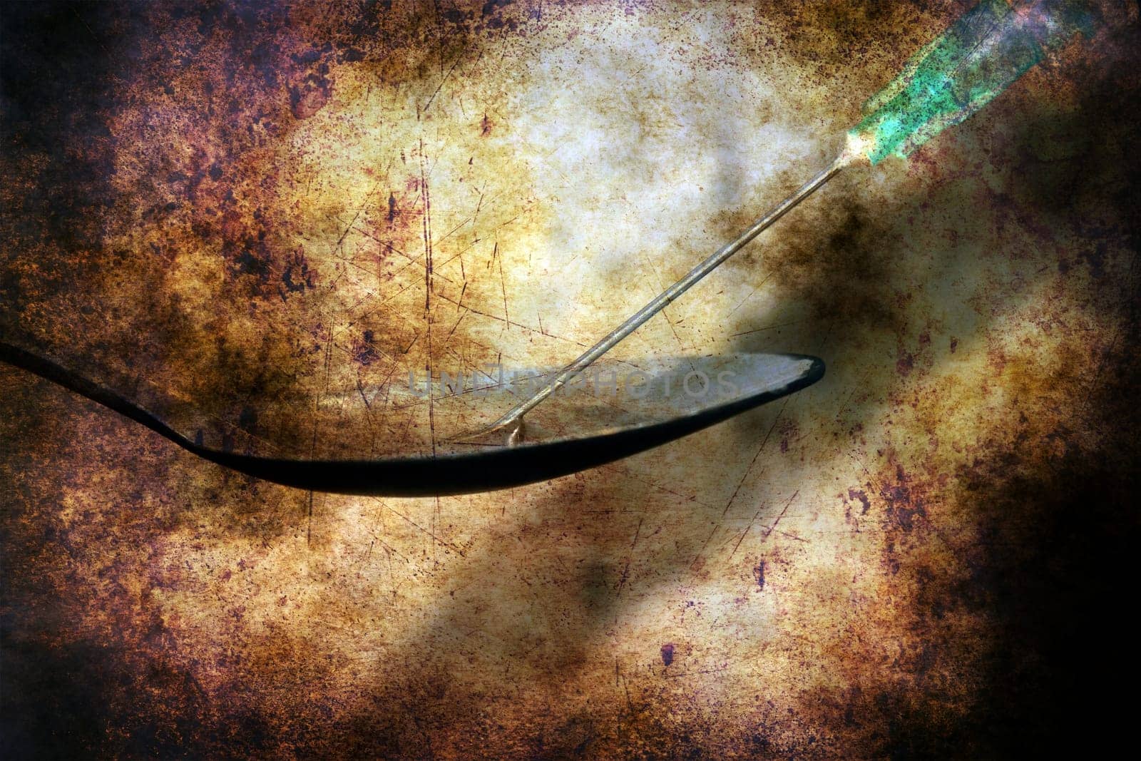 Syringe and drug grunge concept