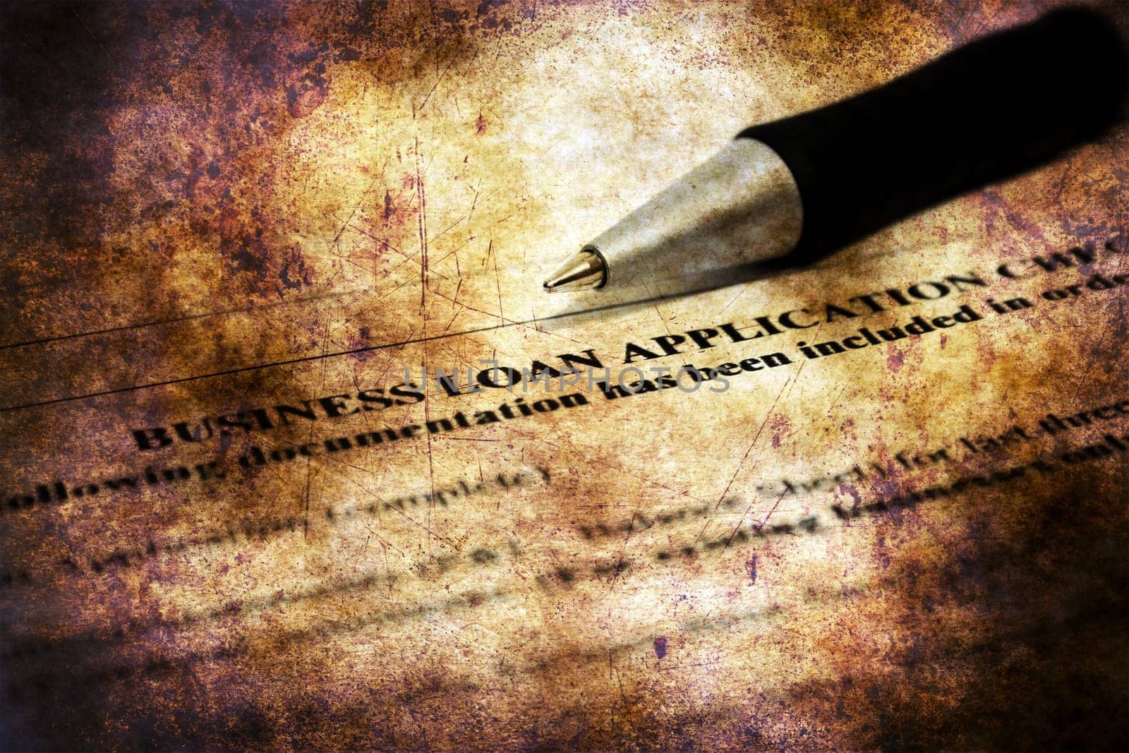 Business loan application grunge concept