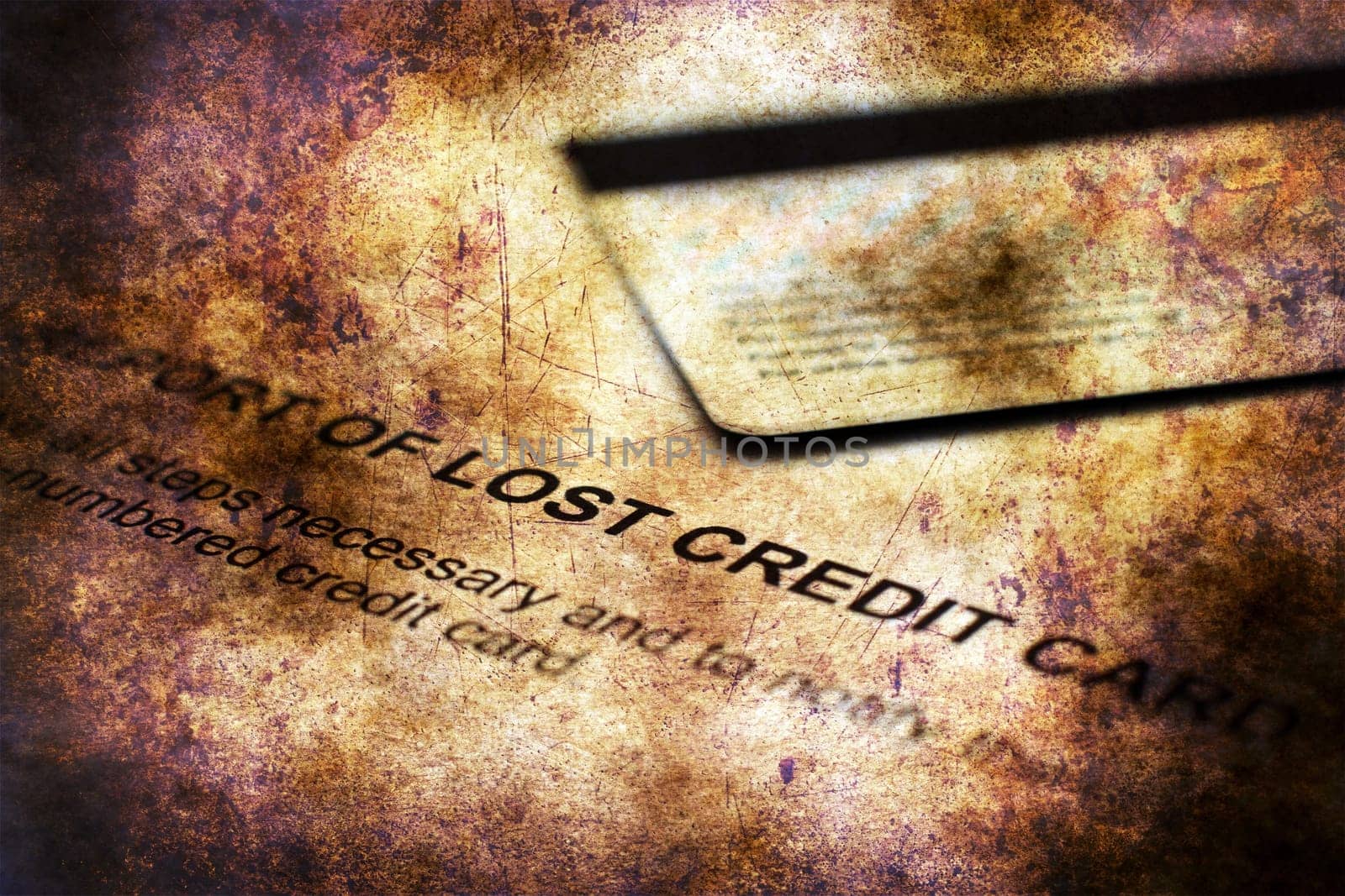 Report of lost credit card grunge concept