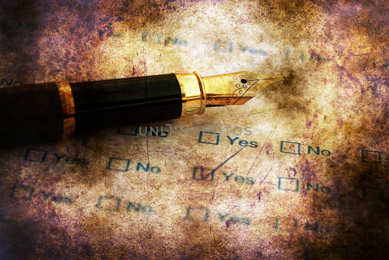 Fountain pen on survey form