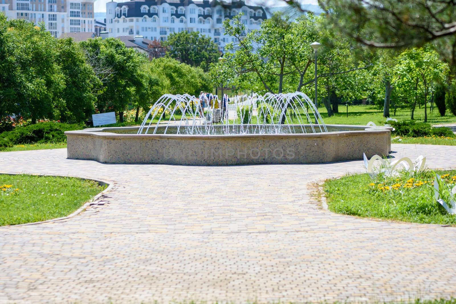 Beautiful small fountain in the city park "Nut Grove"" in Anapa, Russia"