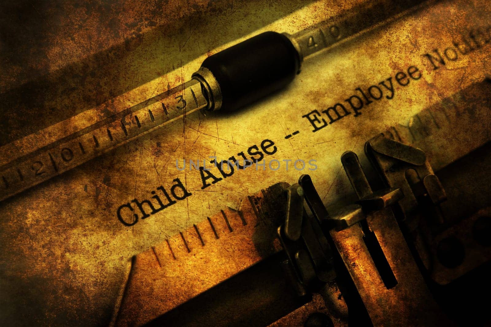Child abuse form on vintage typewriter