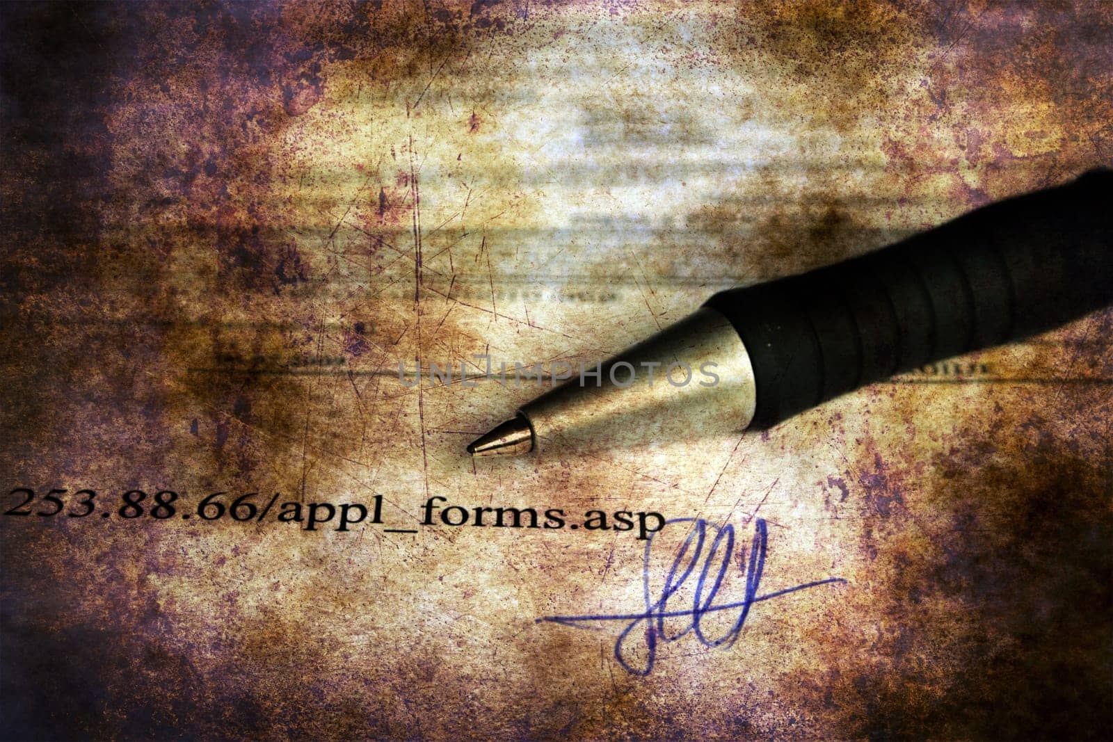 Application form and signature grunge concept