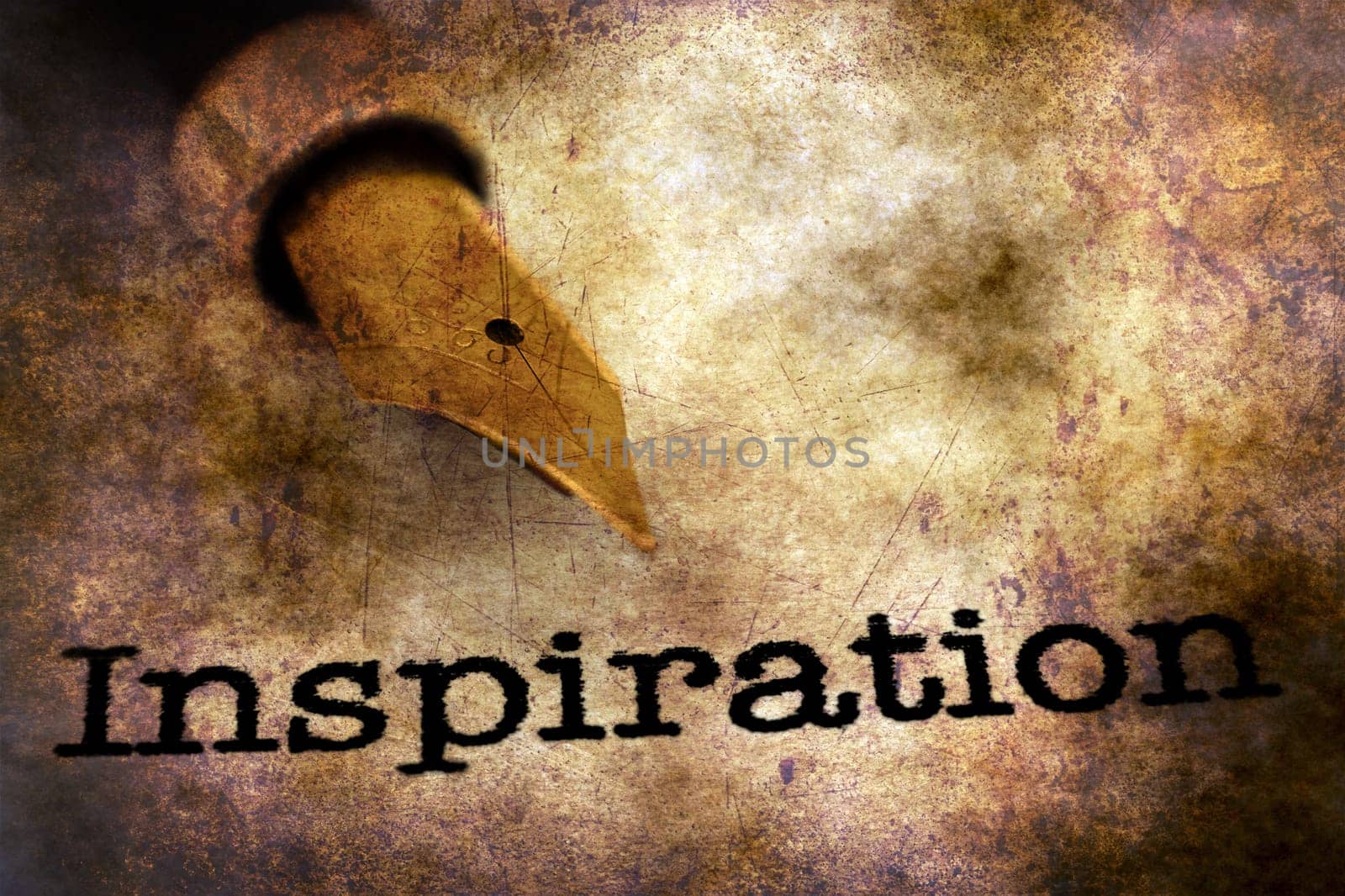 Fountain pen on inspiration text grunge concept