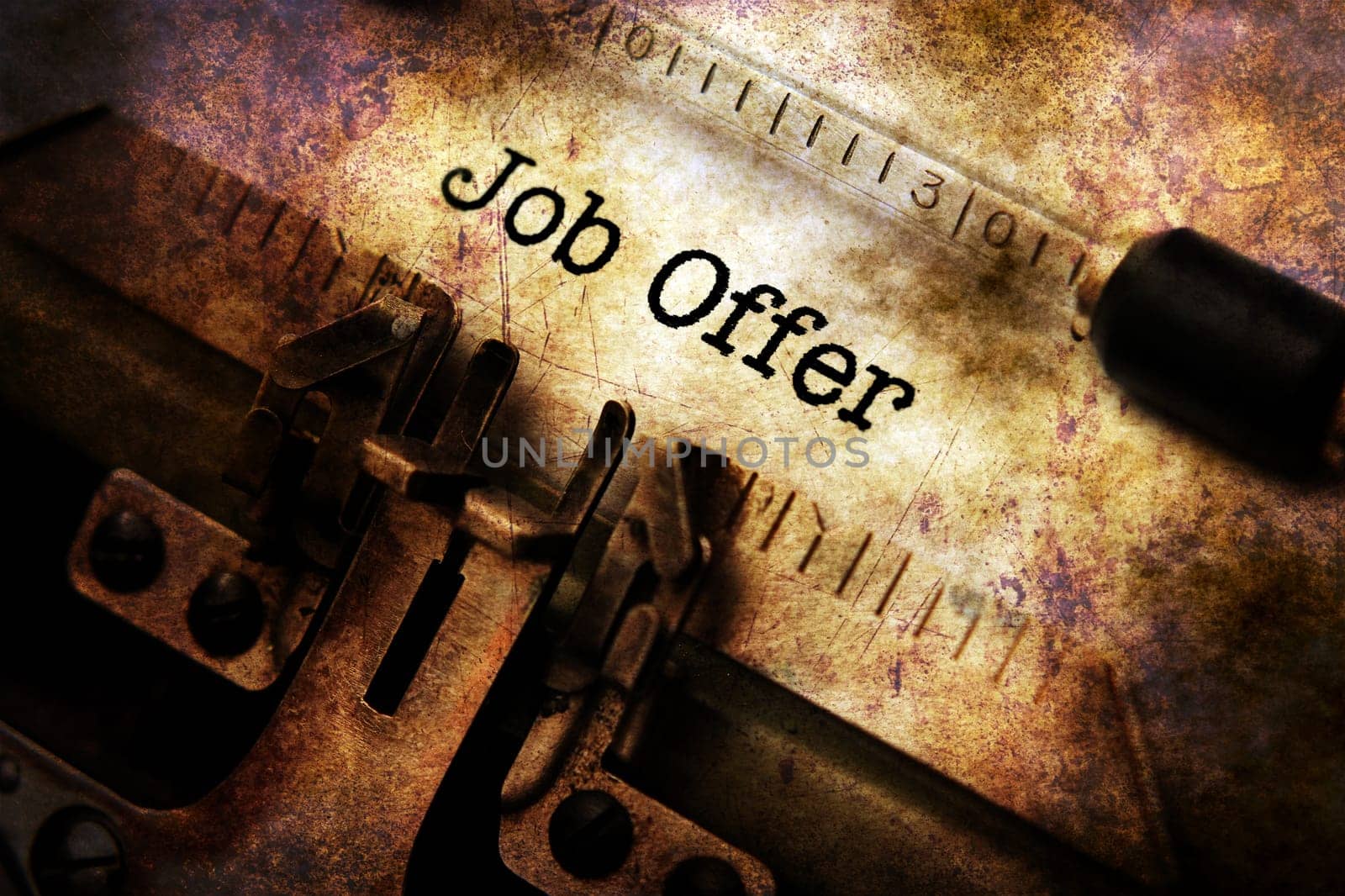 Job offer text on vintage typewriter
