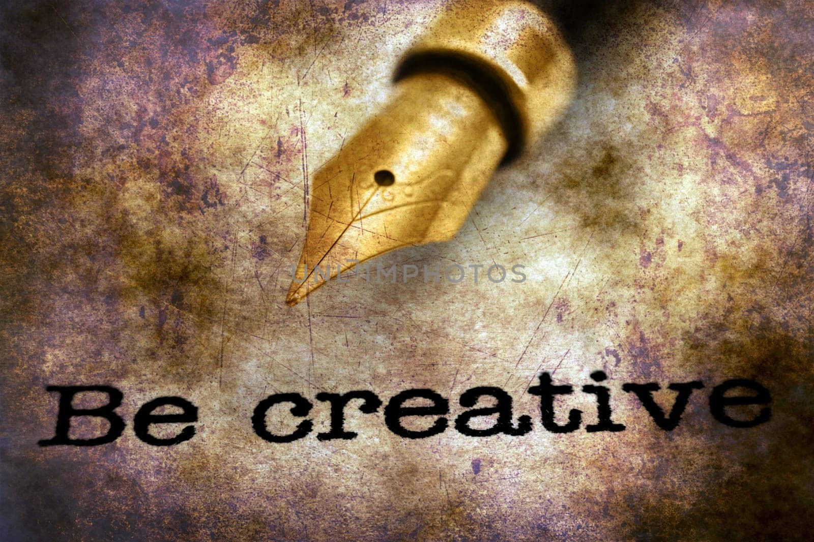 Fountain pen on be creative text